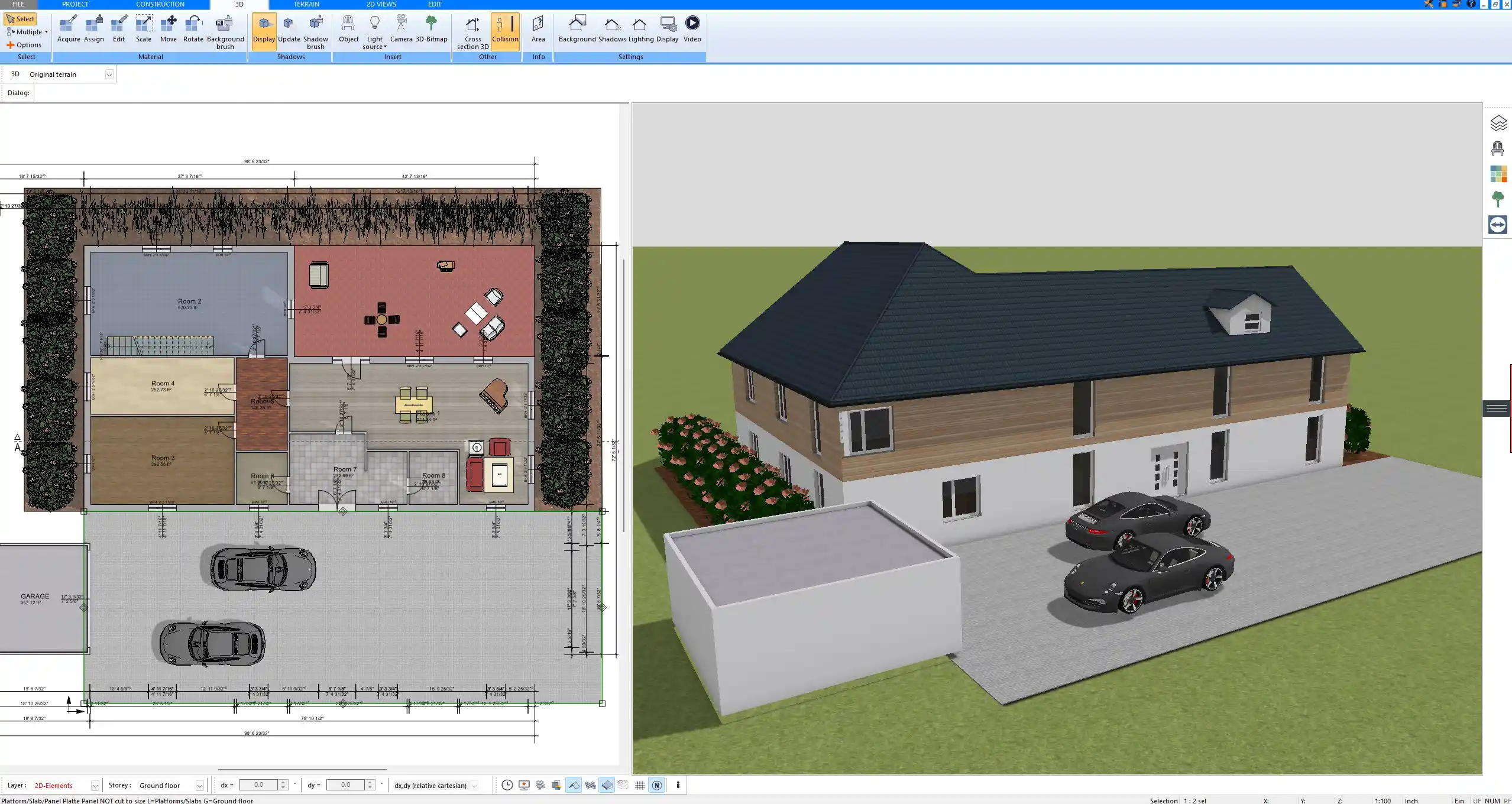 Attic conversion project visualized in 3D using Plan7Architect