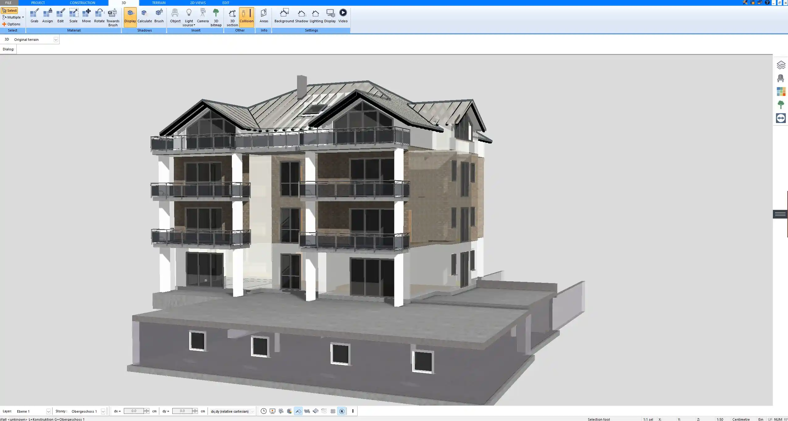 Compact bathroom and kitchenette planning in a studio apartment using Plan7Architect