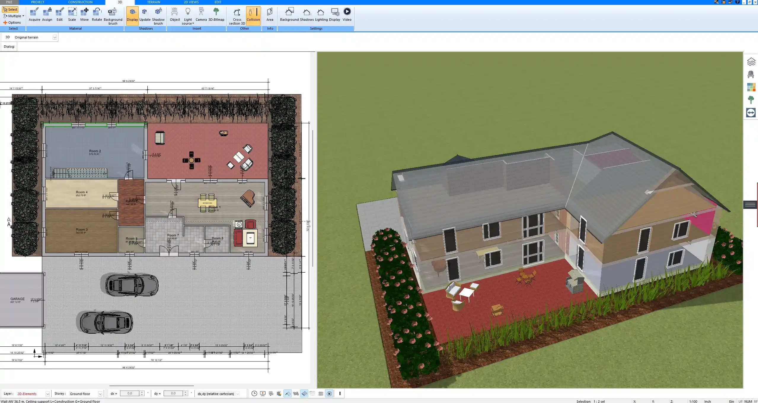 Construction drawing made in Plan7Architect – detailed 2D floor plan with dimensions