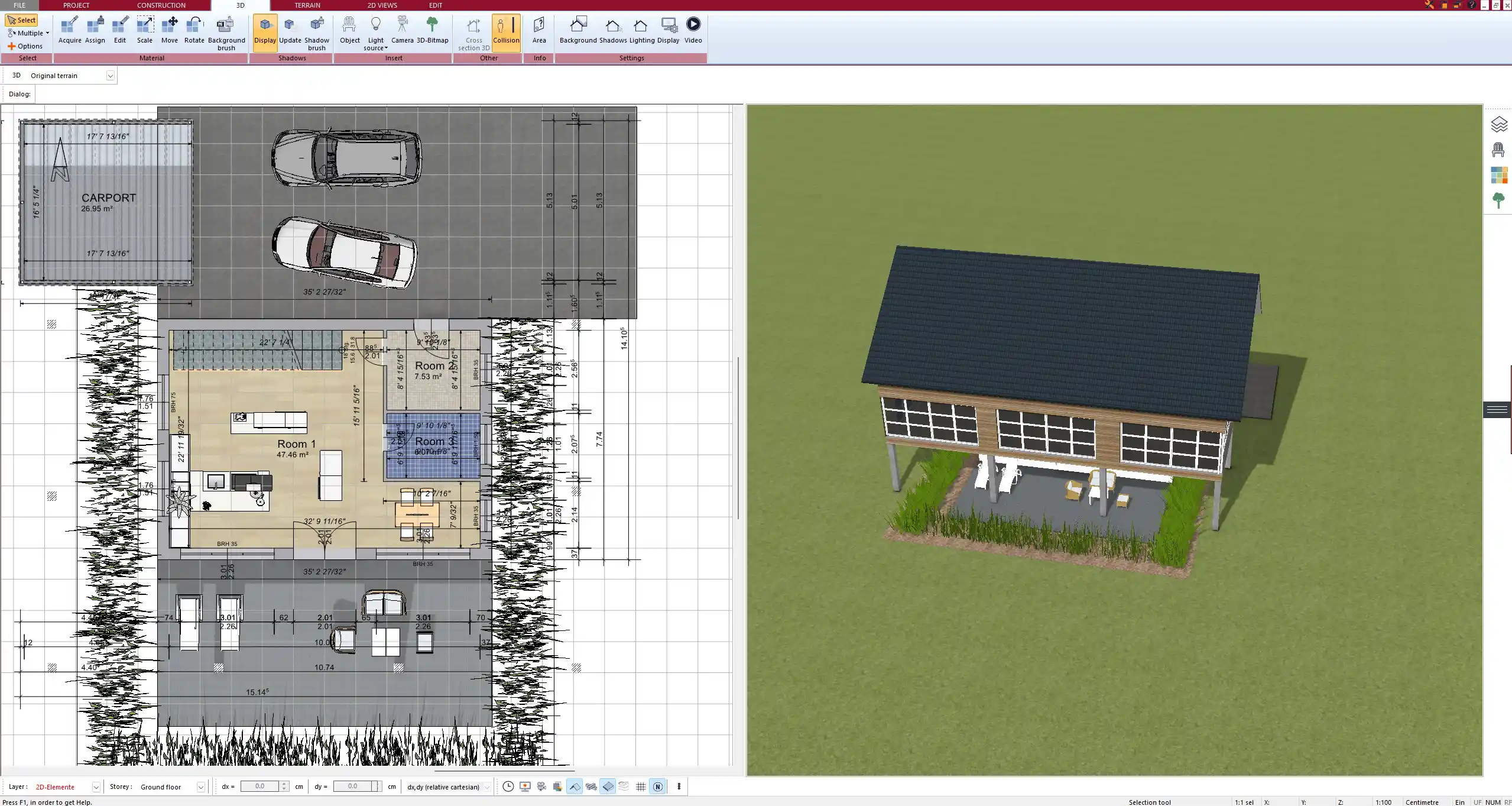 Construction drawings created in Plan7Architect – detailed floor plan in 2D
