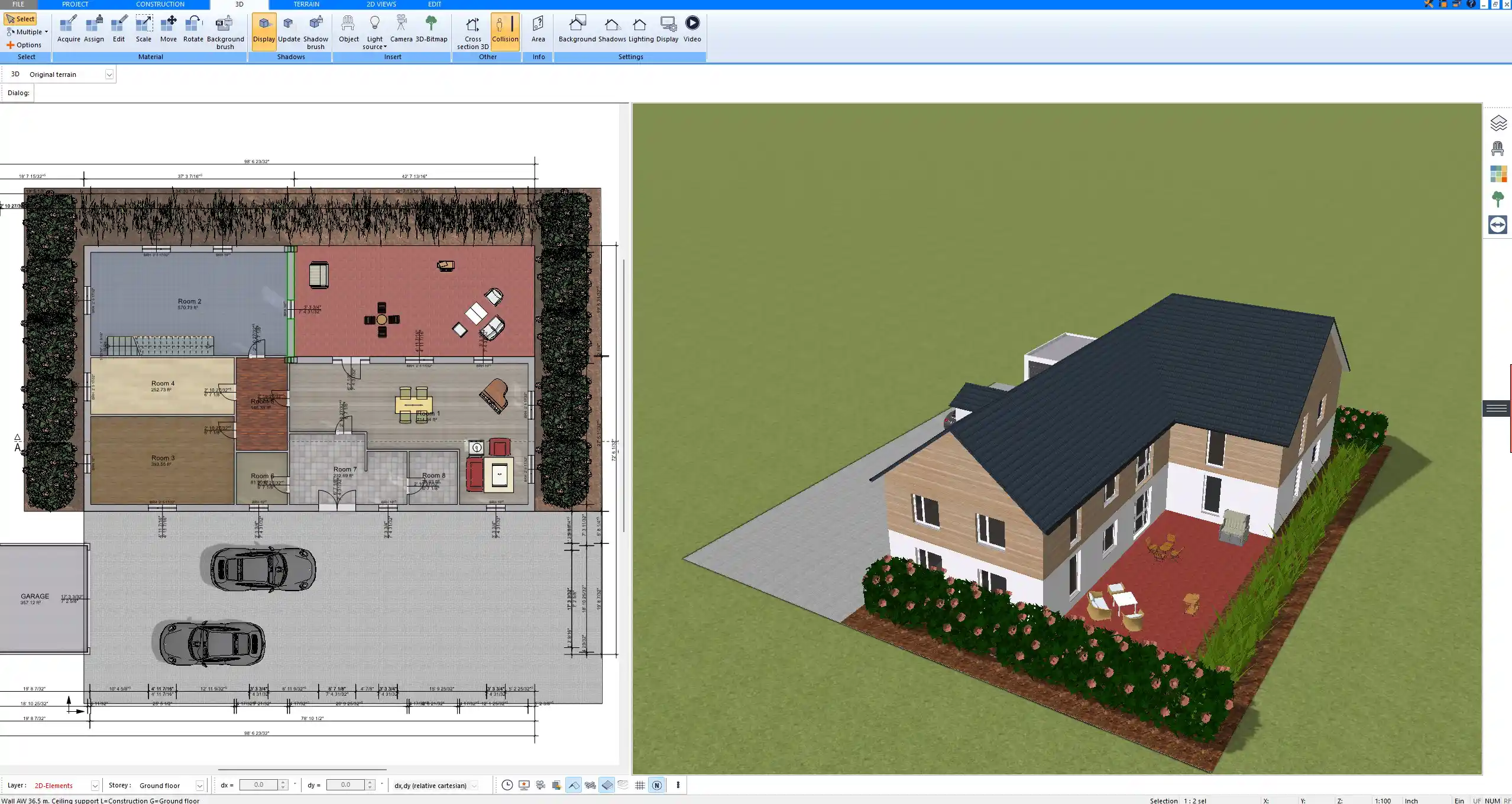 Construction floor plan created in Plan7Architect – detailed 2D layout view