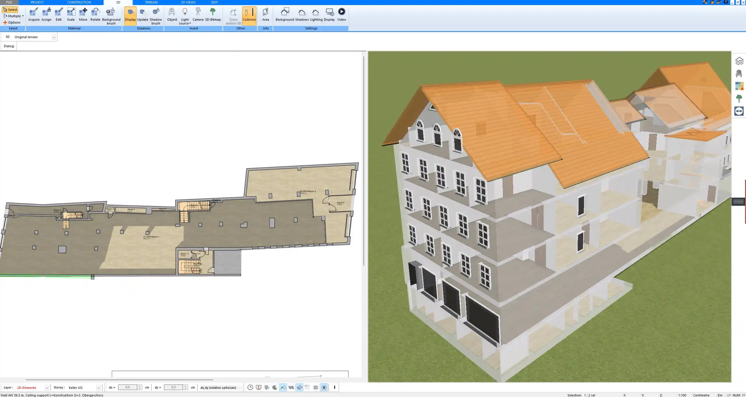Construction floor plan created with Plan7Architect in 2D view