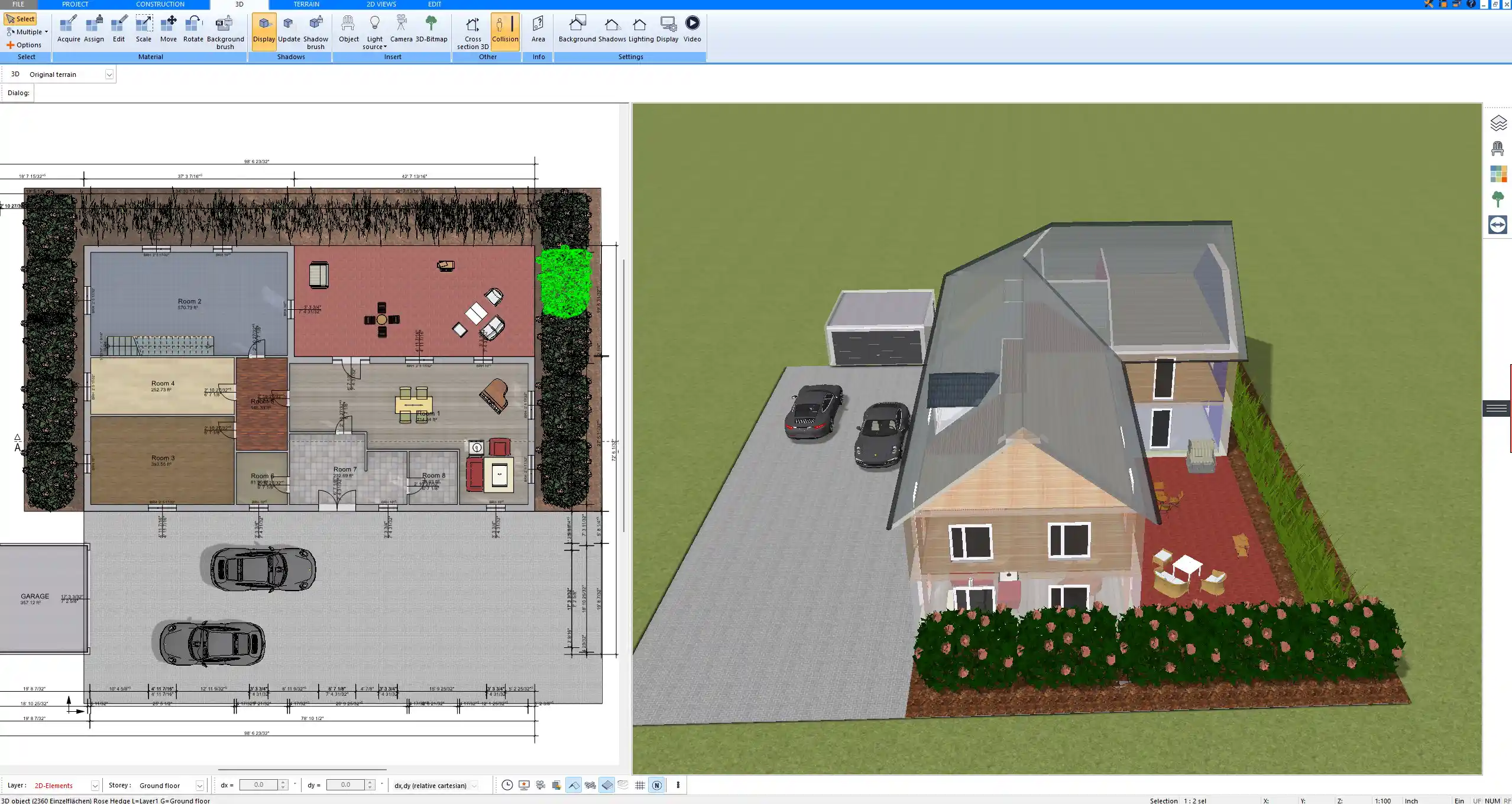 Construction symbols and annotations shown in a Plan7Architect floor plan