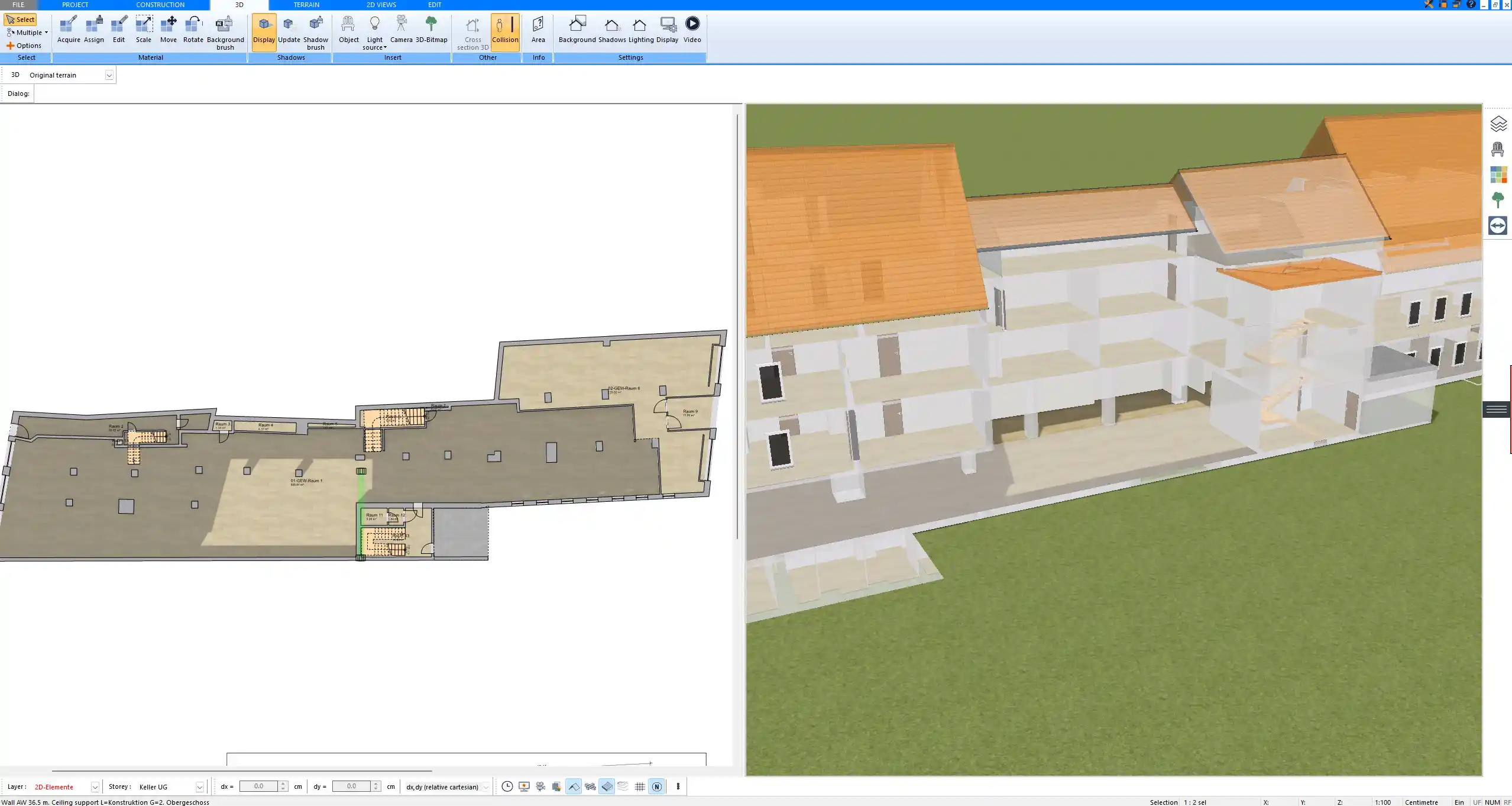 Custom ceiling design with step levels and soffits planned in Plan7Architect