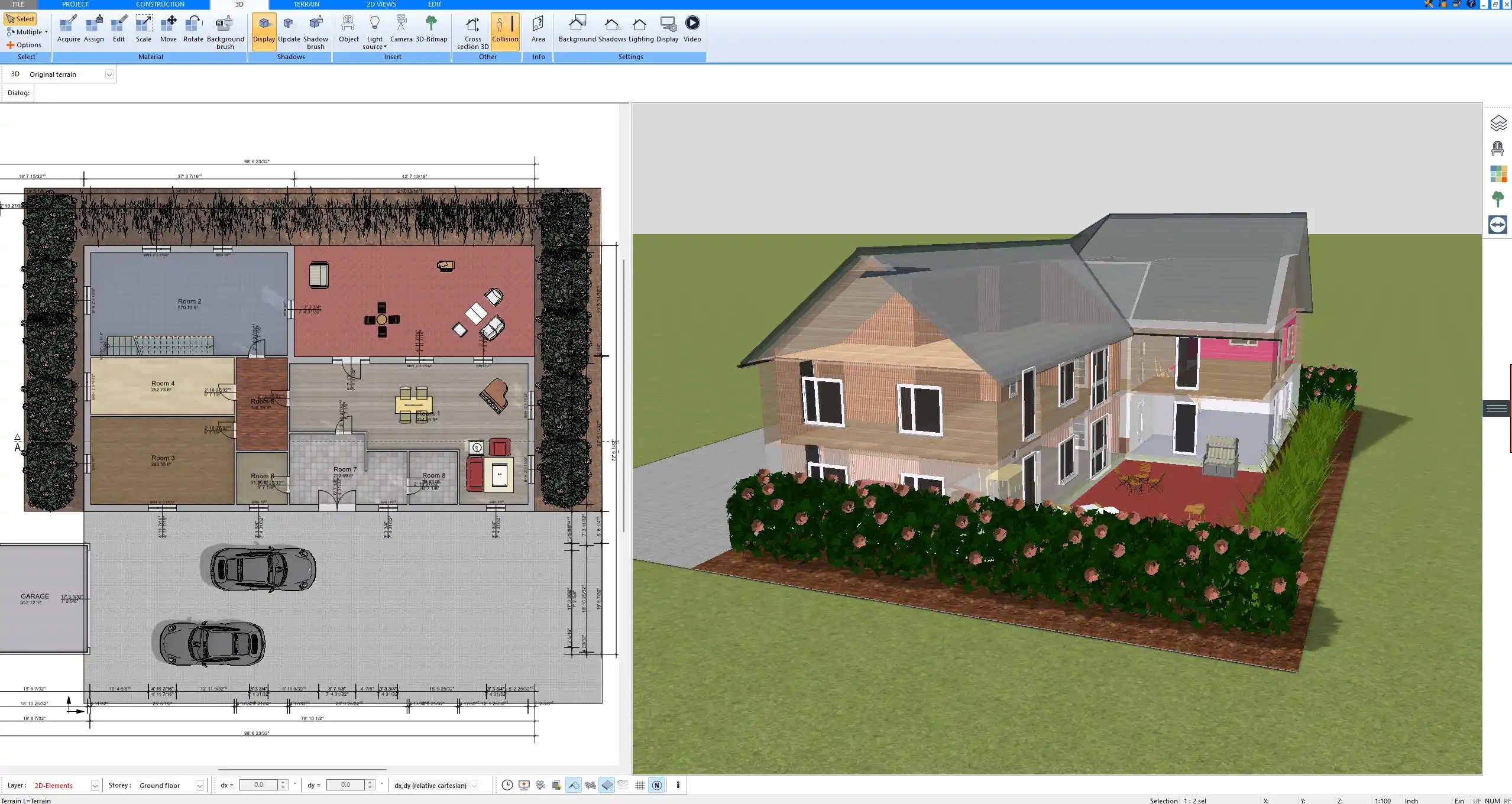 Detailed 2D floor plan drafted with Plan7Architect software