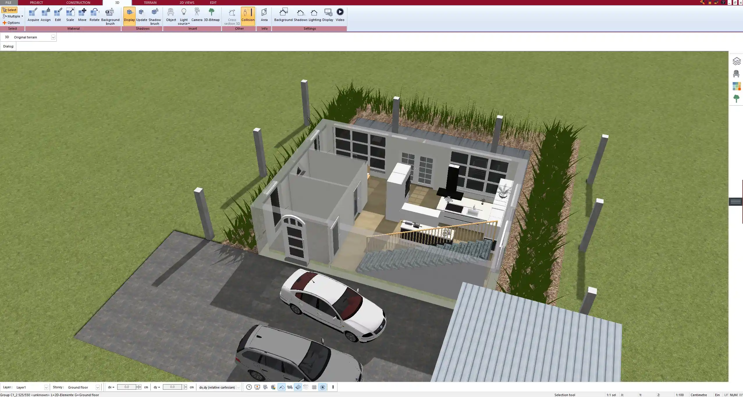 Detailed interior planning in Plan7Architect with finishes and furniture layout