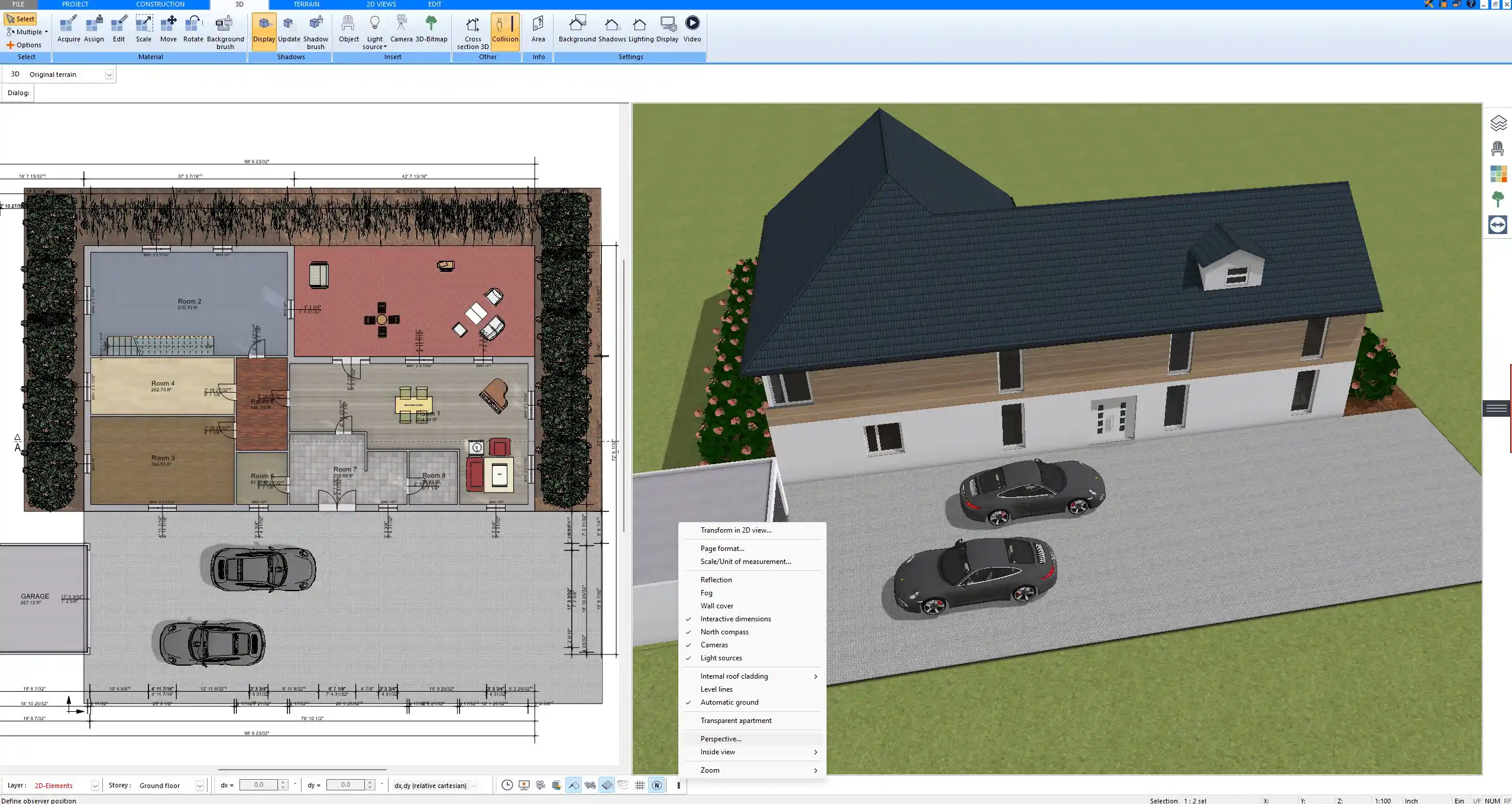 Detailed wall and room measurements displayed in a professional 2D plan made with Plan7Architect