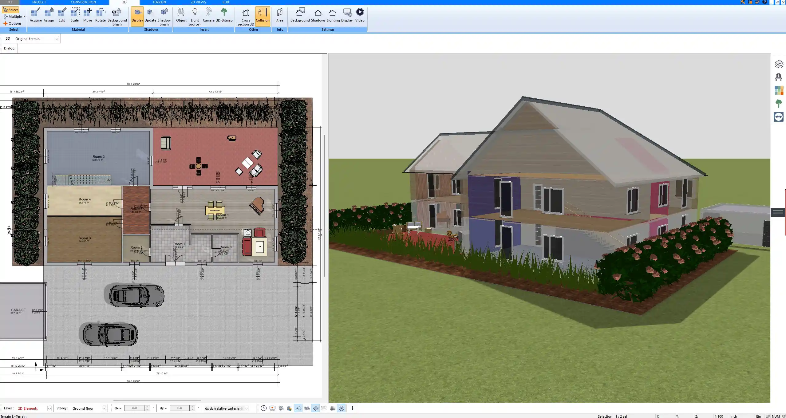 Drawing and editing room layouts with precise measurements in Plan7Architect