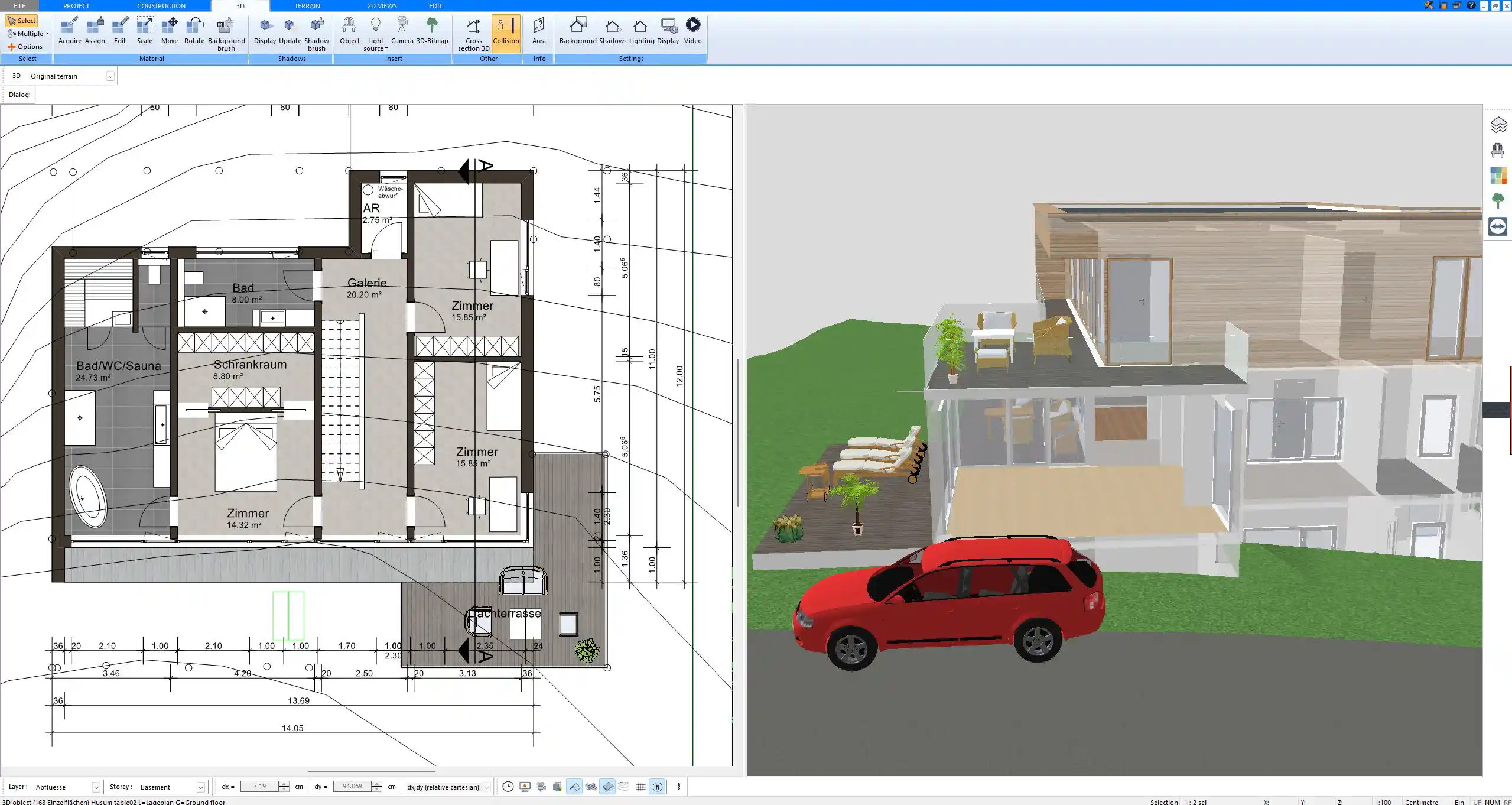 Example of a digitally created construction drawing in Plan7Architect