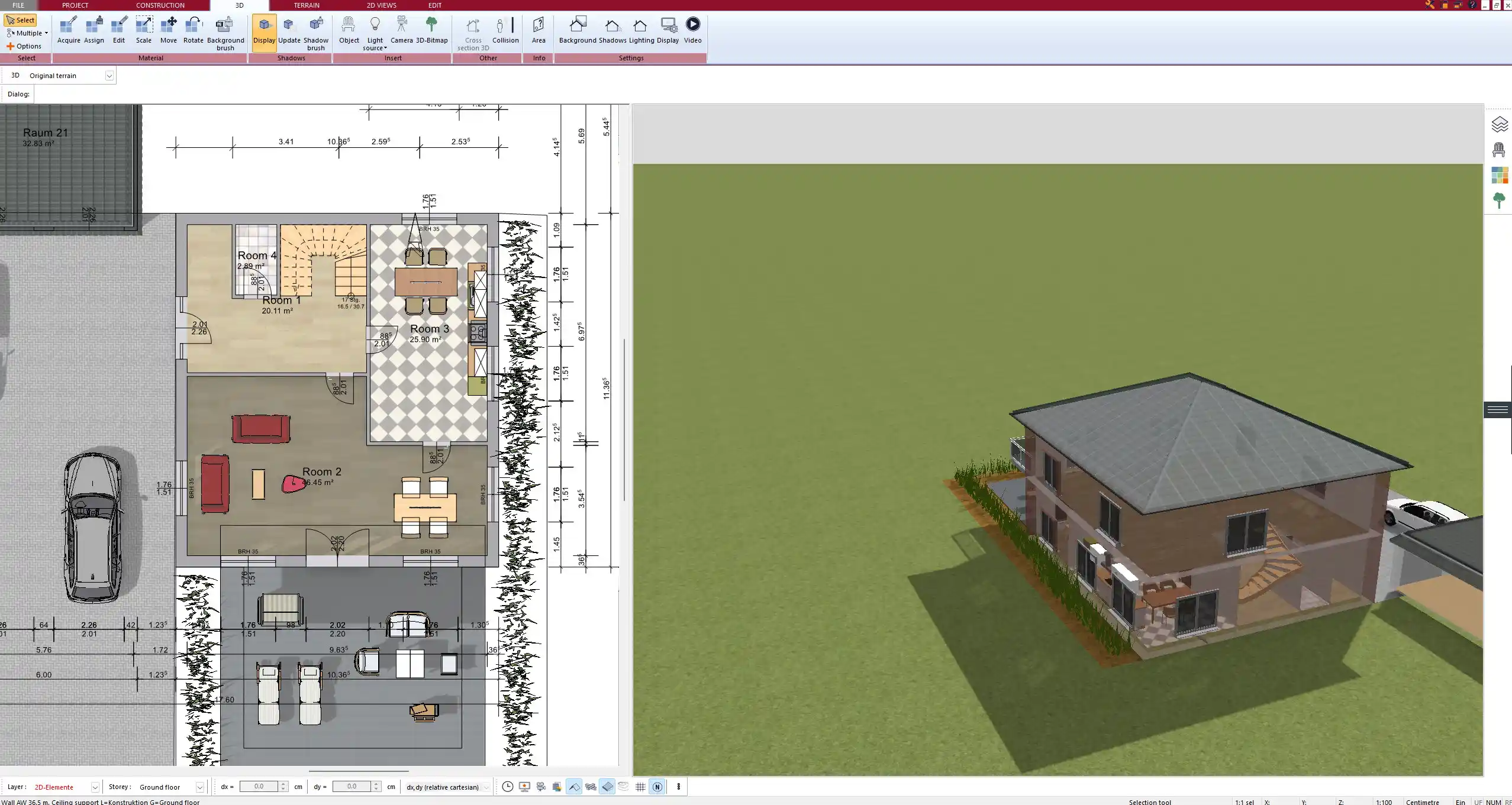 Example of a site plan with RL values created in Plan7Architect