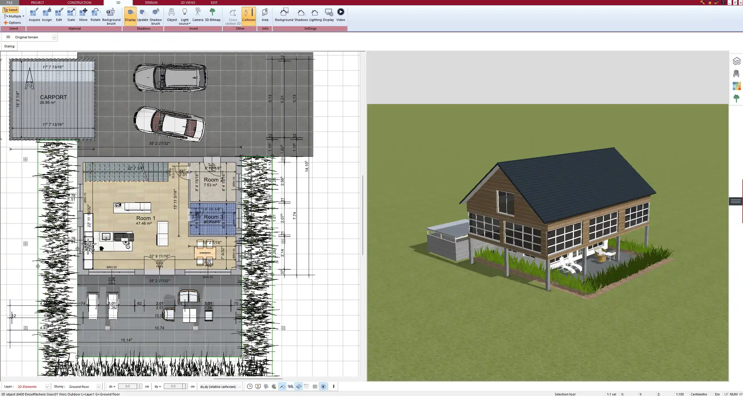 Floor plan created and modeled in 3D with Plan7Architect software