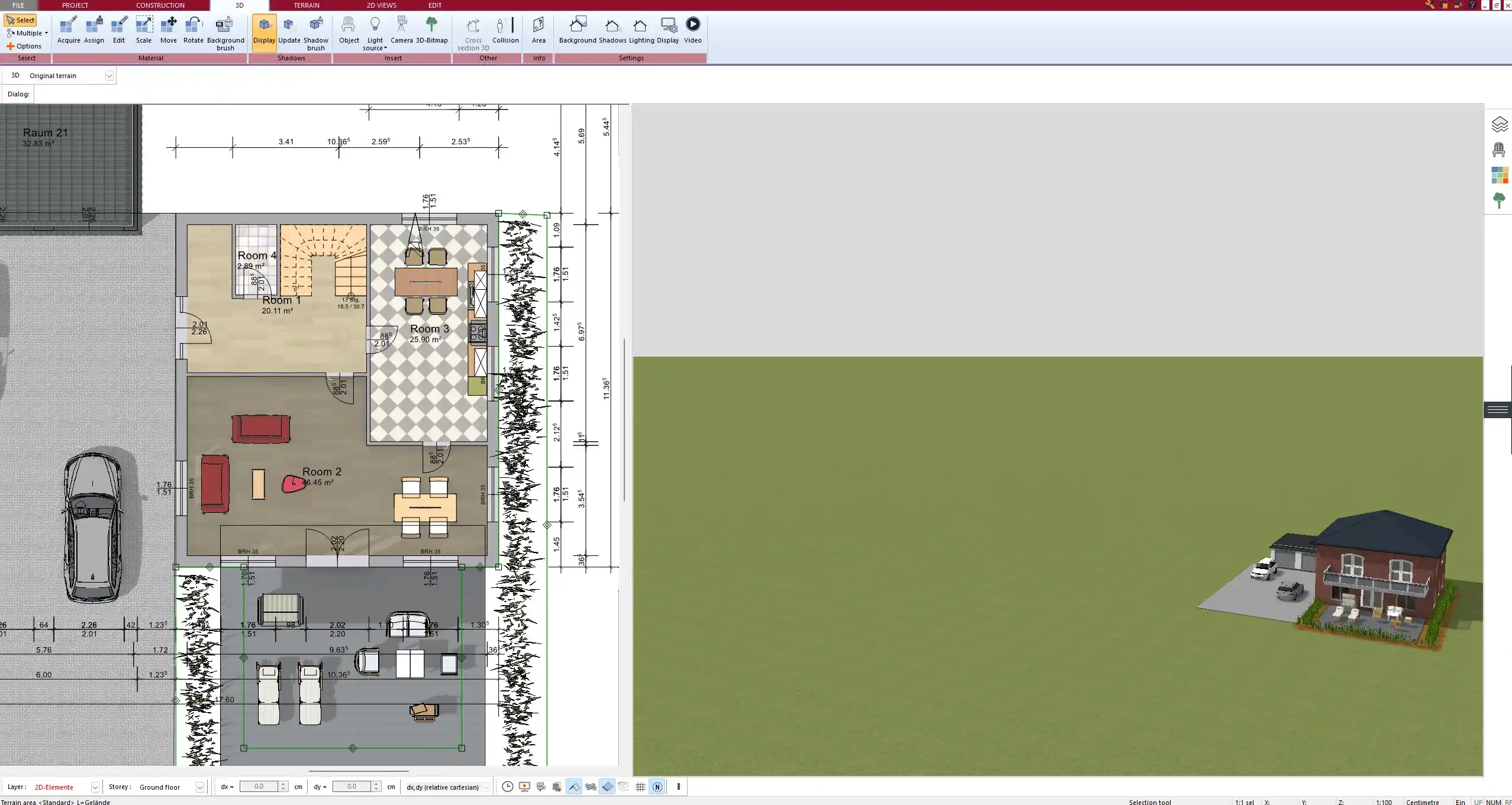 Floor plan created in Plan7Architect showing precise wall and room layout