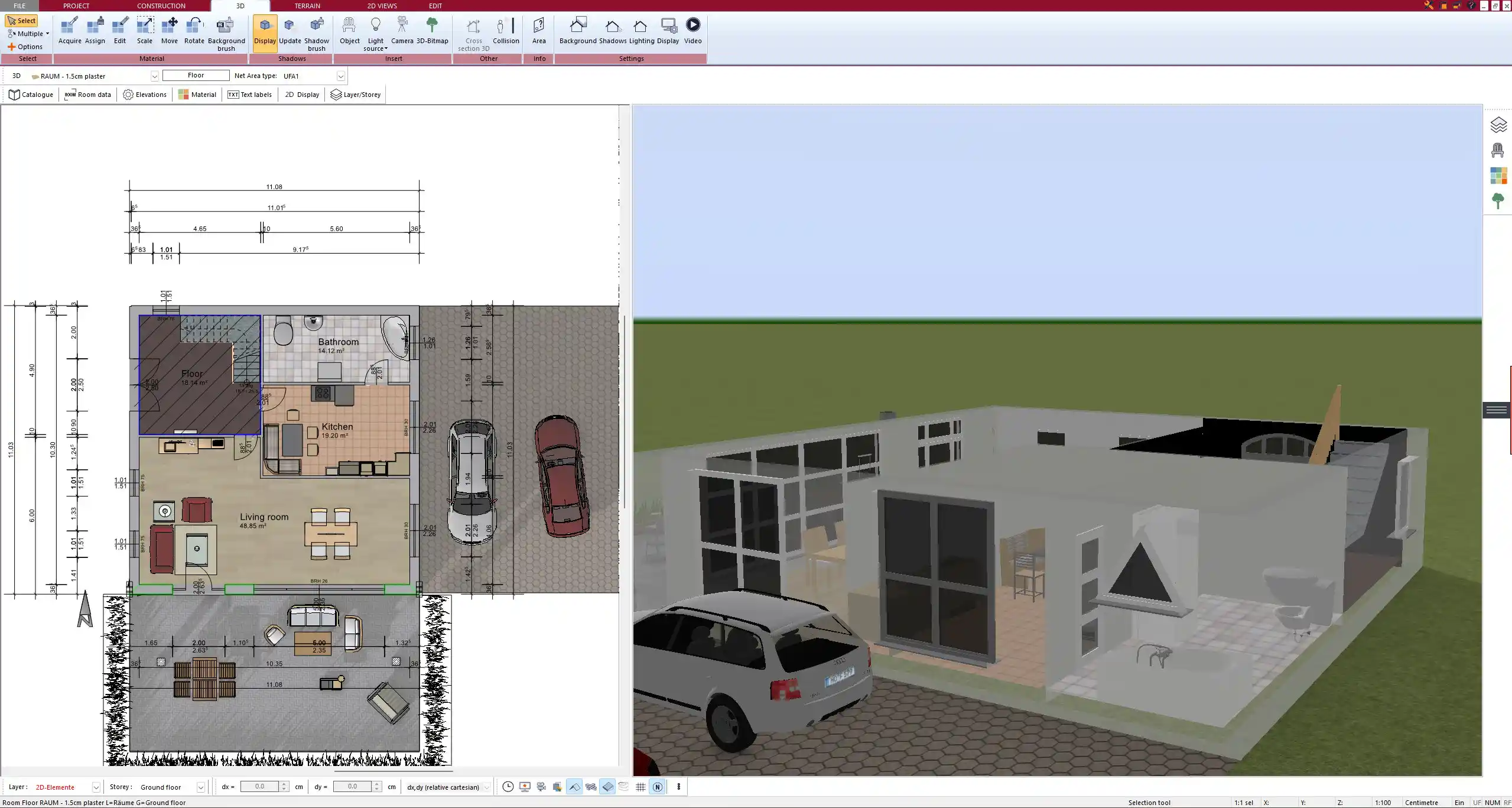 Floor plan created with Plan7Architect clear room layouts, walls, and openings shown in 2D