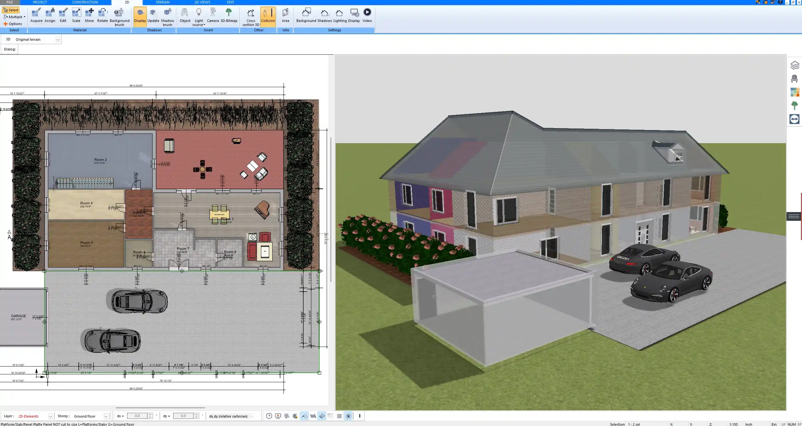 Floor plan with RL notations for finished floor levels designed in Plan7Architect