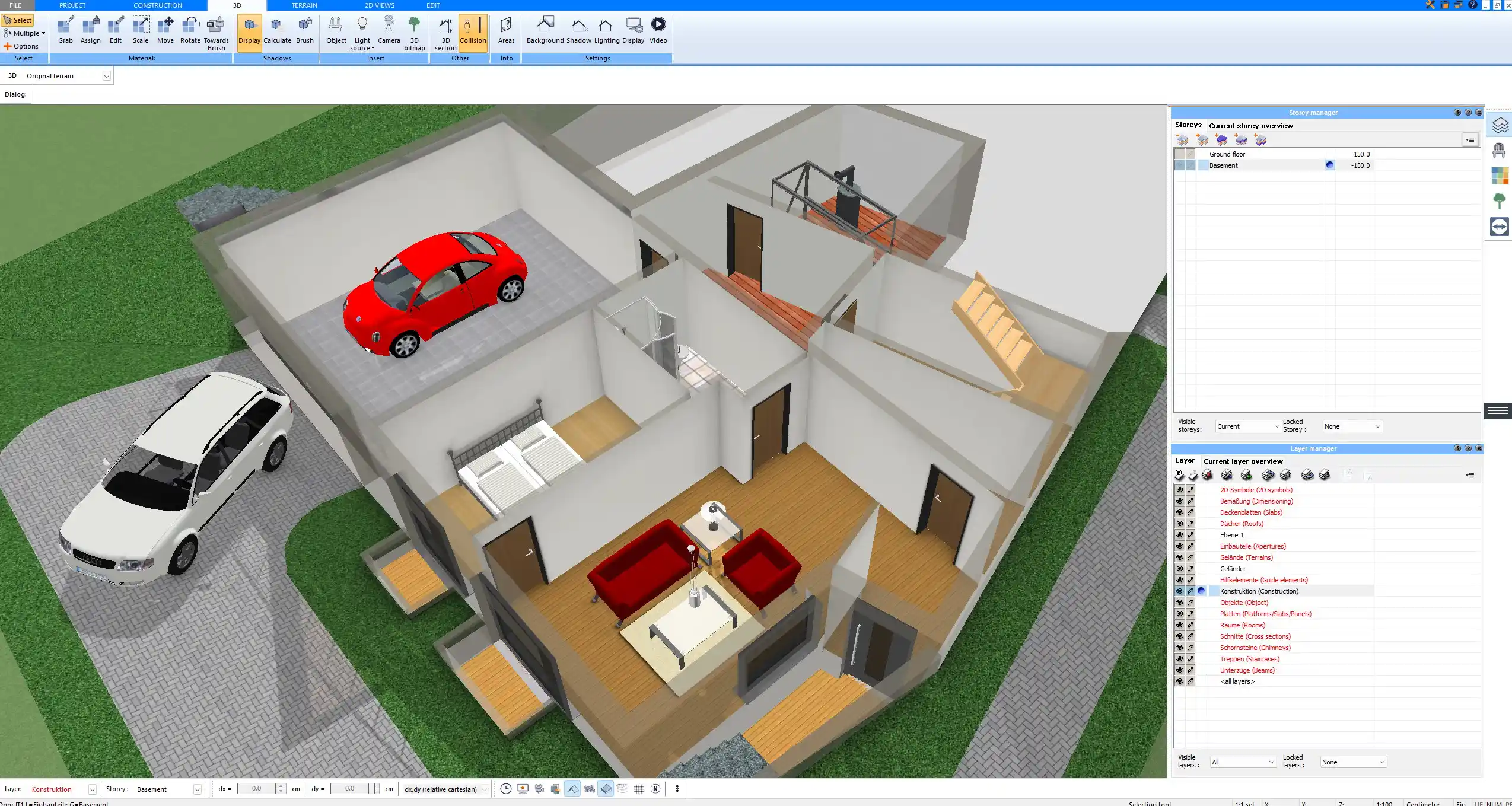 Interior 3D view planned in Plan7Architect, illustrating architectural details