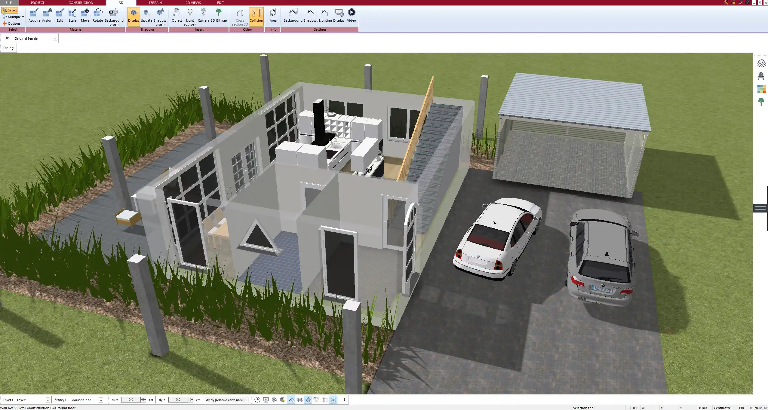 Interior 3D visualization of a living space, created using Plan7Architect software