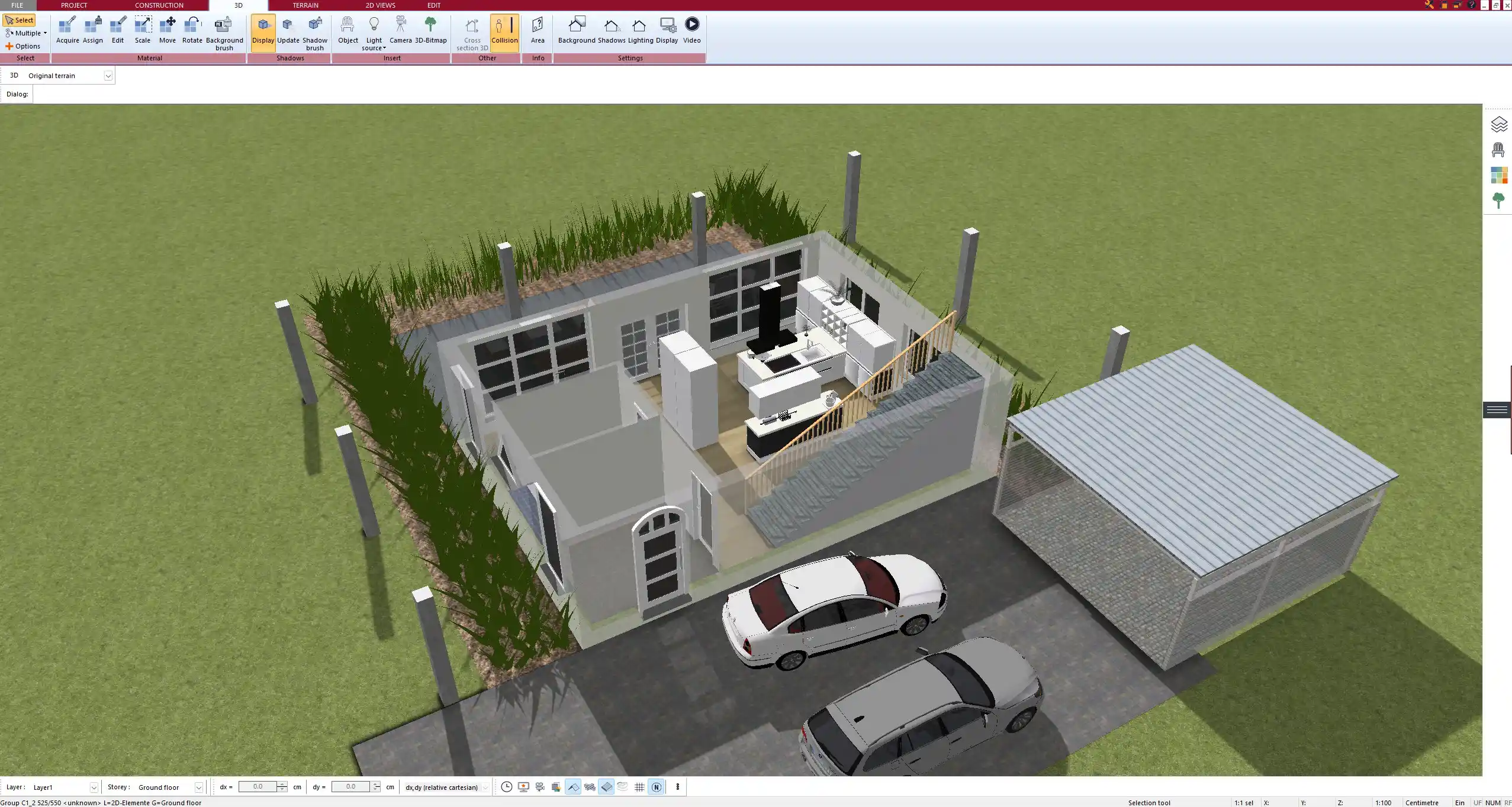 Interior design plan made in Plan7Architect with finishing details and furniture arrangement.