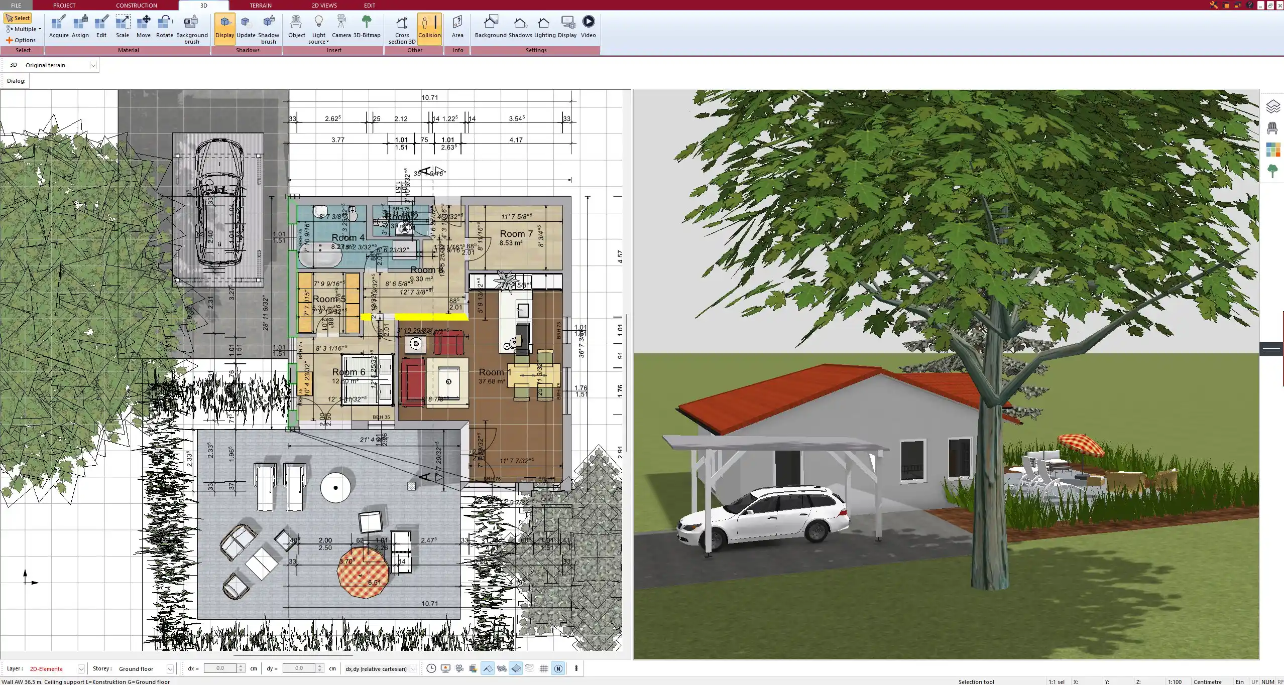 Kitchen floor plan created in Plan7Architect – showing precise wall dimensions and room layout