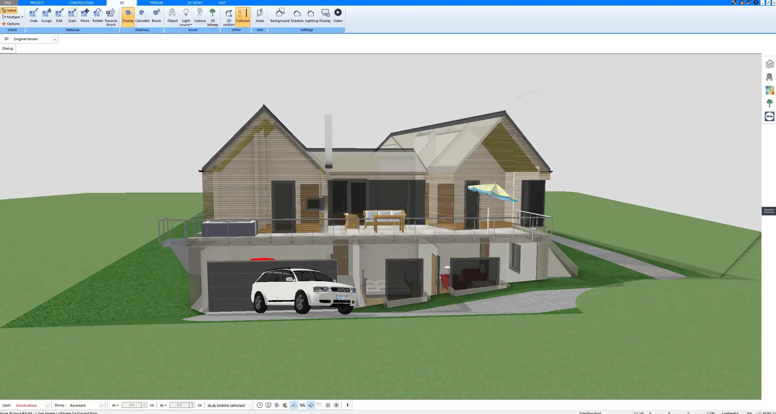 Multi-family house layout with parking spaces planned in Plan7Architect