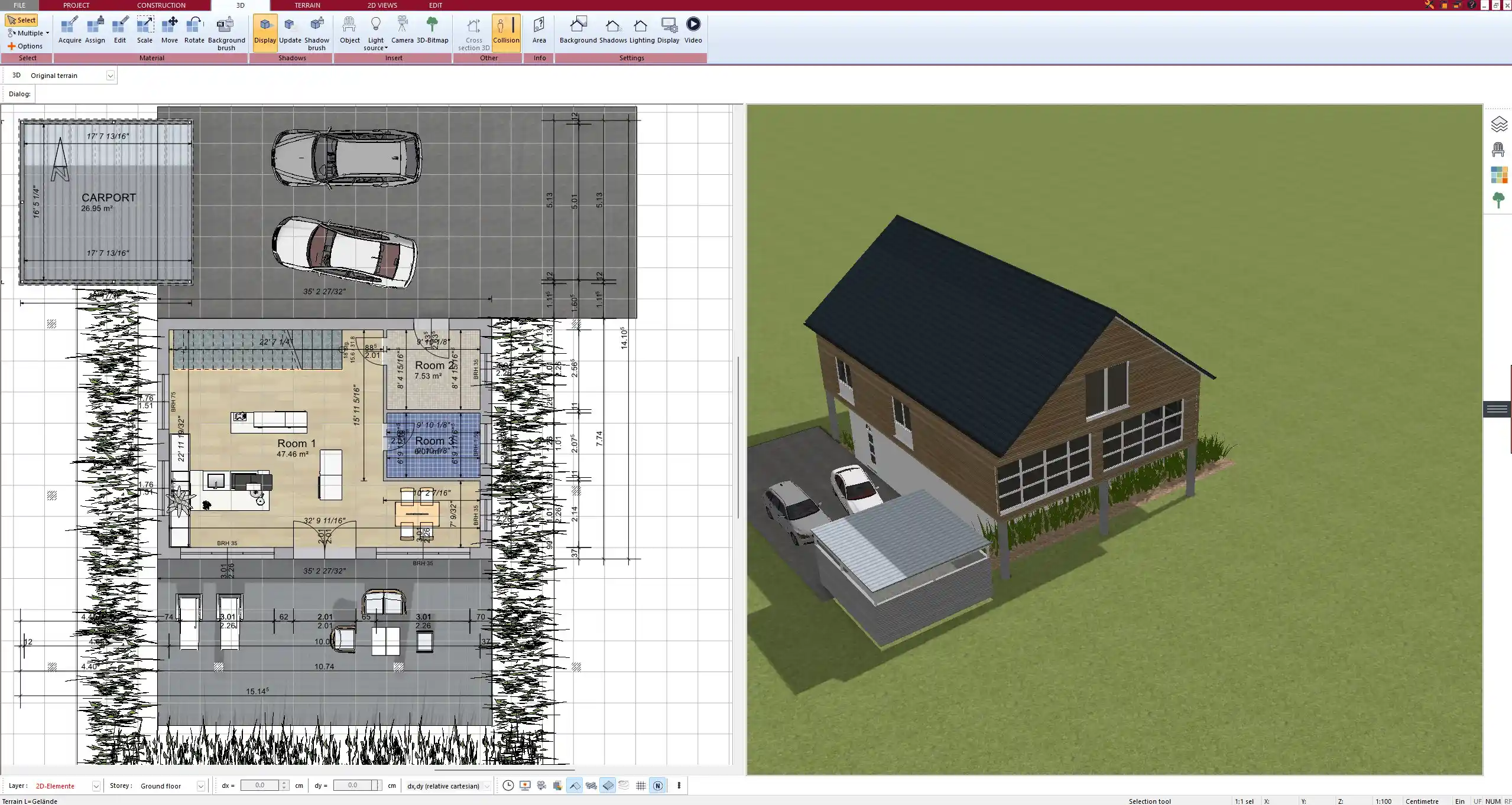 Room layout plan using space abbreviations (KIT, BR, BATH) – designed in Plan7Architect