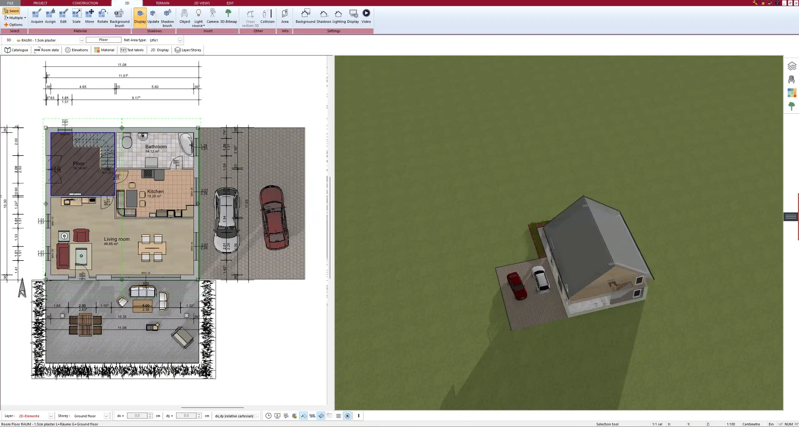 Site plan created with Plan7Architect showing property boundaries and building placement