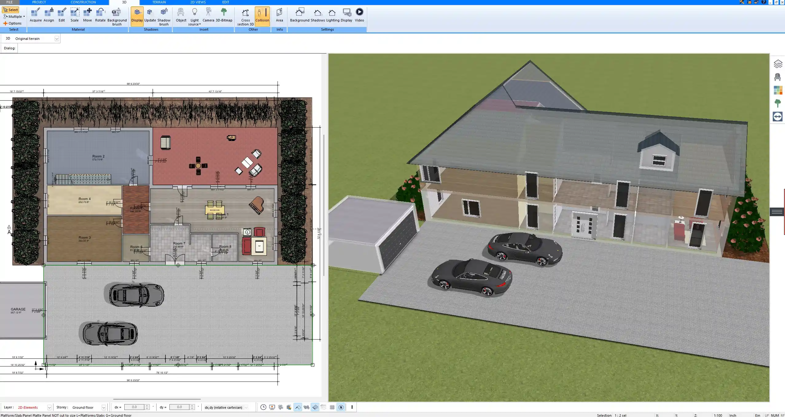 Site plan showing building placement, created in Plan7Architect