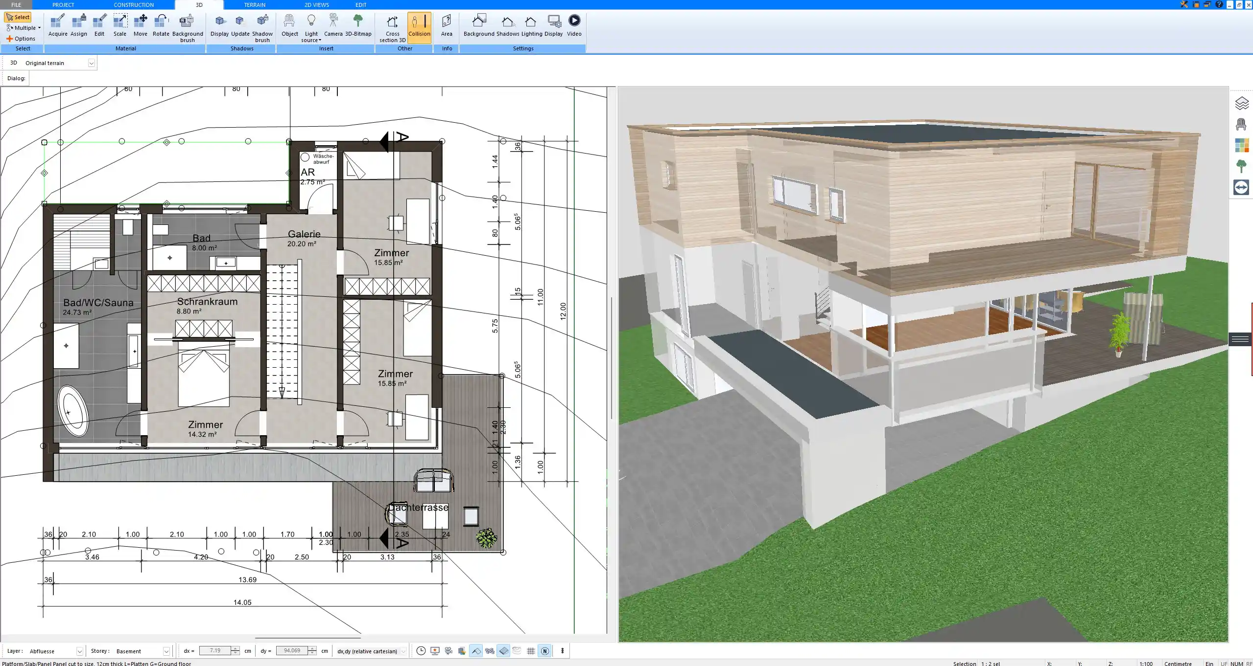 Spacious open-plan studio apartment (50 m² 540 sq ft) created in Plan7Architect