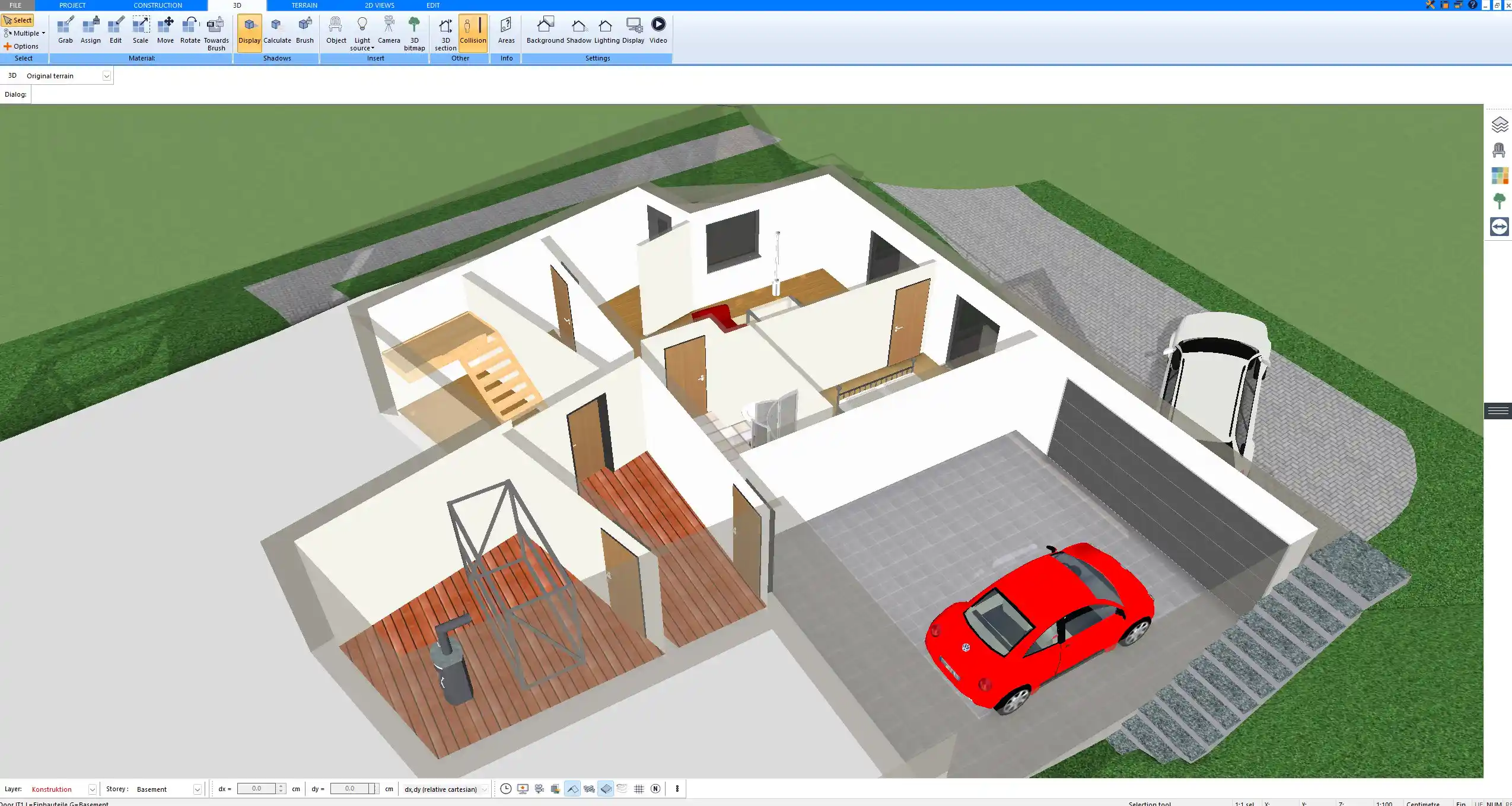 Top view of a large home gym designed with Plan7Architect, including multiple training zones