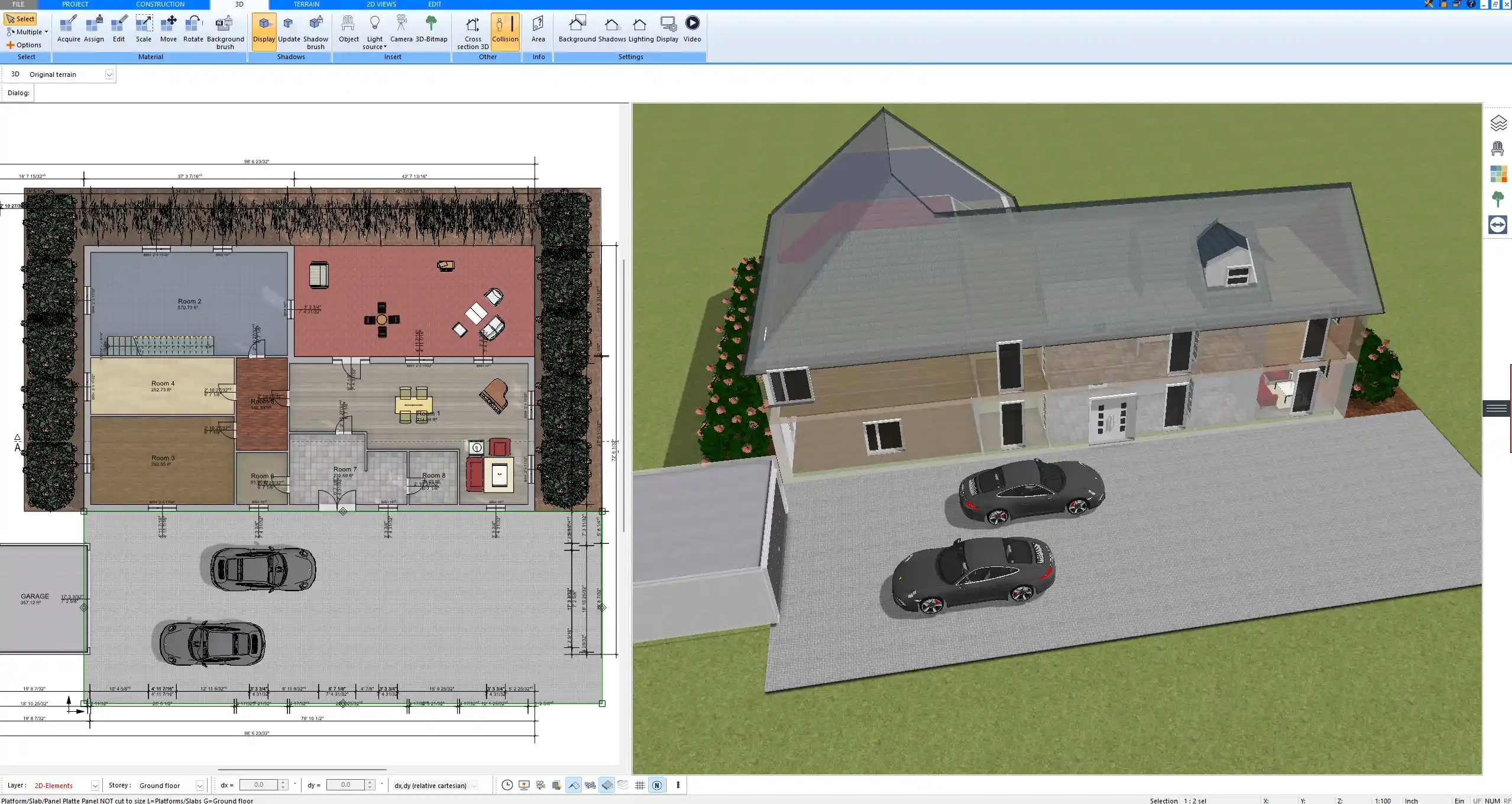 3D visualization of a modern living area designed in Plan7Architect software