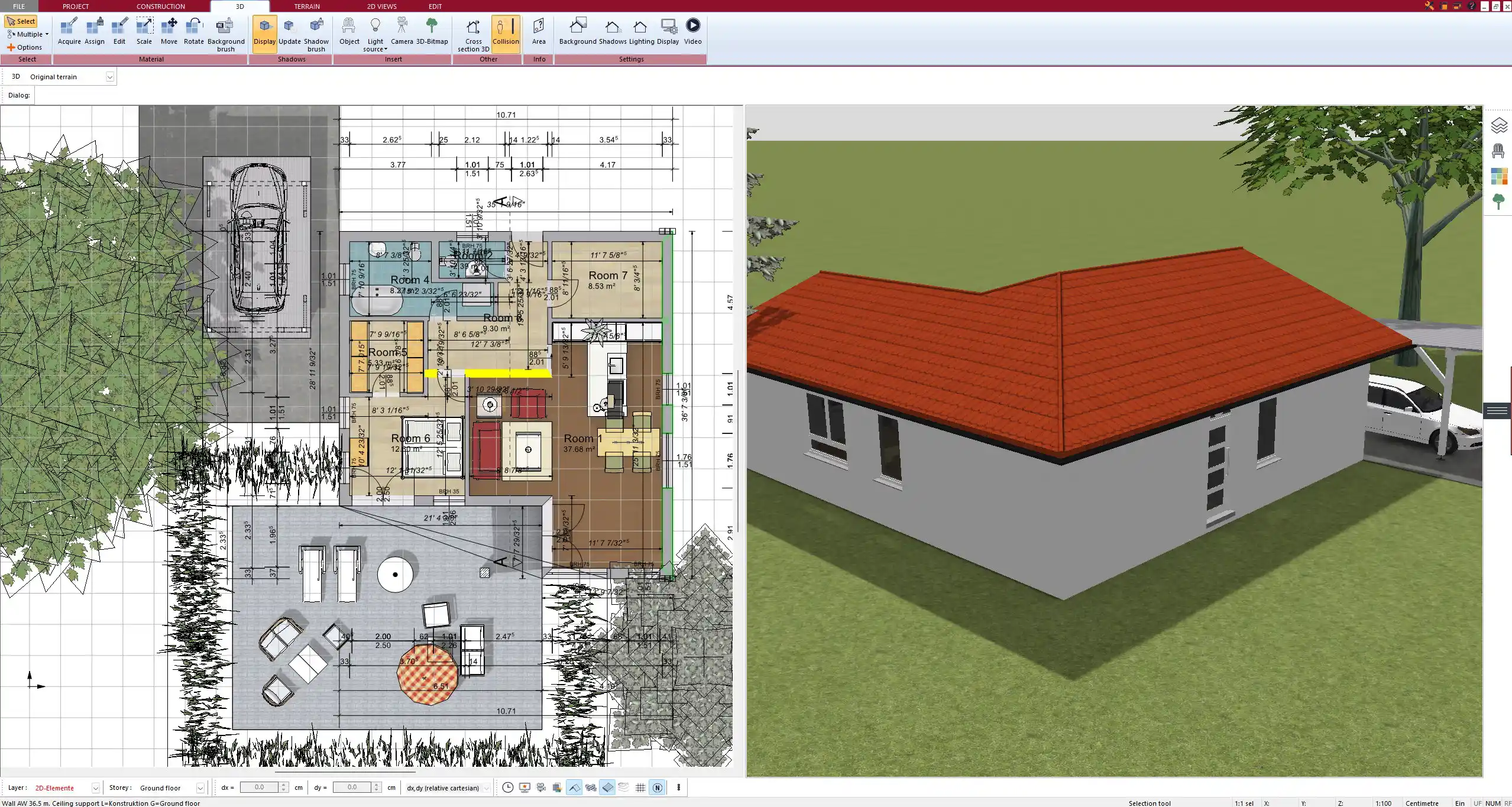 3D visualization of a tiny cottage interior – rendered in Plan7Architect
