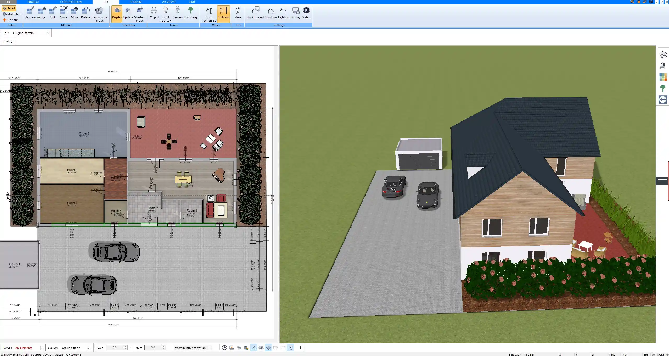 Compact one-bedroom cottage layout with smart storage – drawn in Plan7Architect