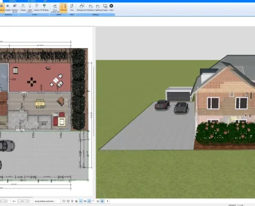 Example of a modern open-concept ranch floor plan designed with Plan7Architect software