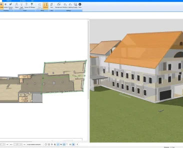 Floor plan of a tiny cottage with open living area – created in Plan7Architect