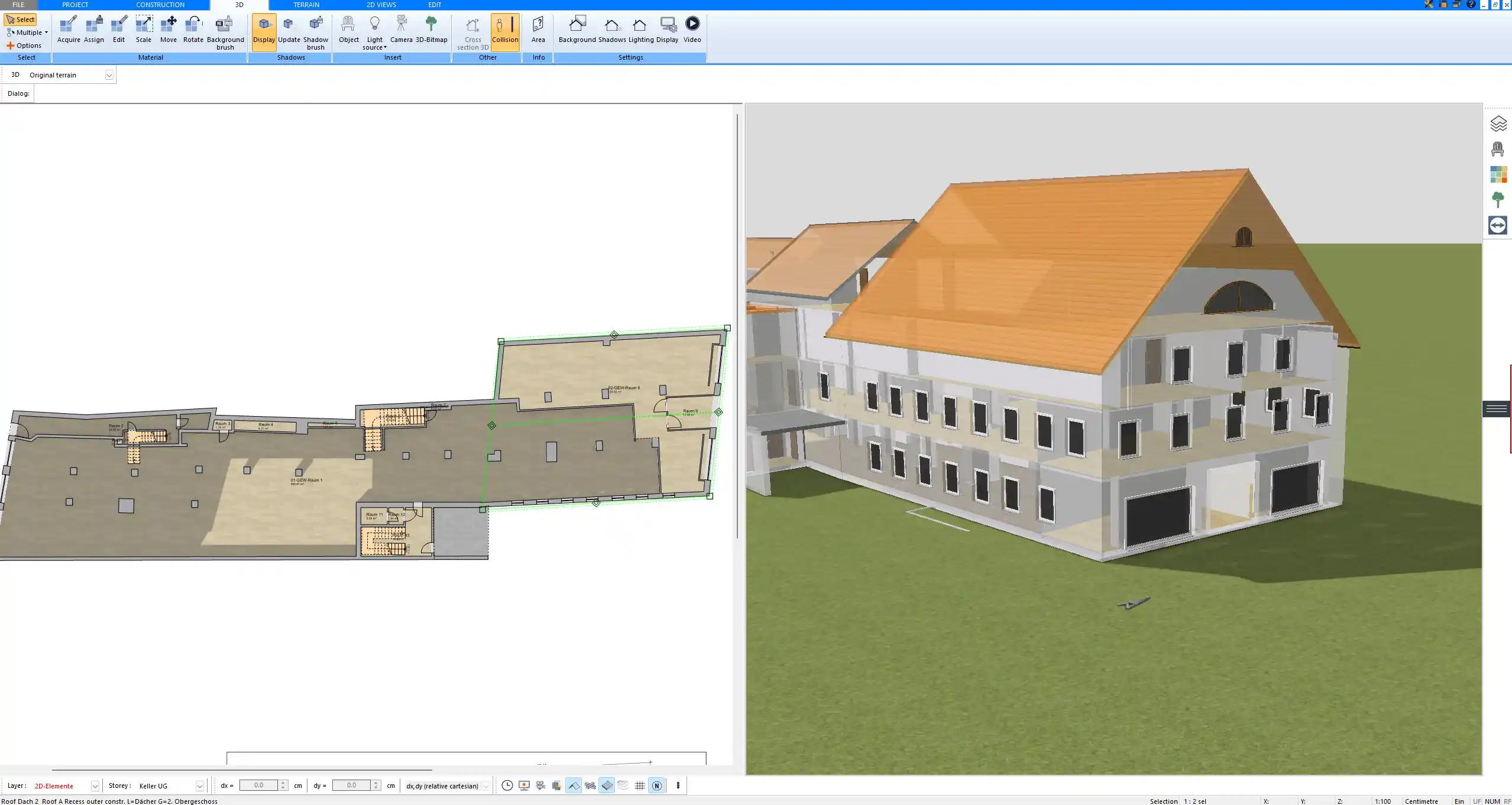 Floor plan of a tiny cottage with open living area – created in Plan7Architect