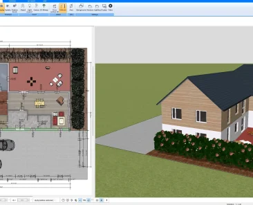 Luxury open floor plan designed with Plan7Architect – spacious living and dining area in 3D view