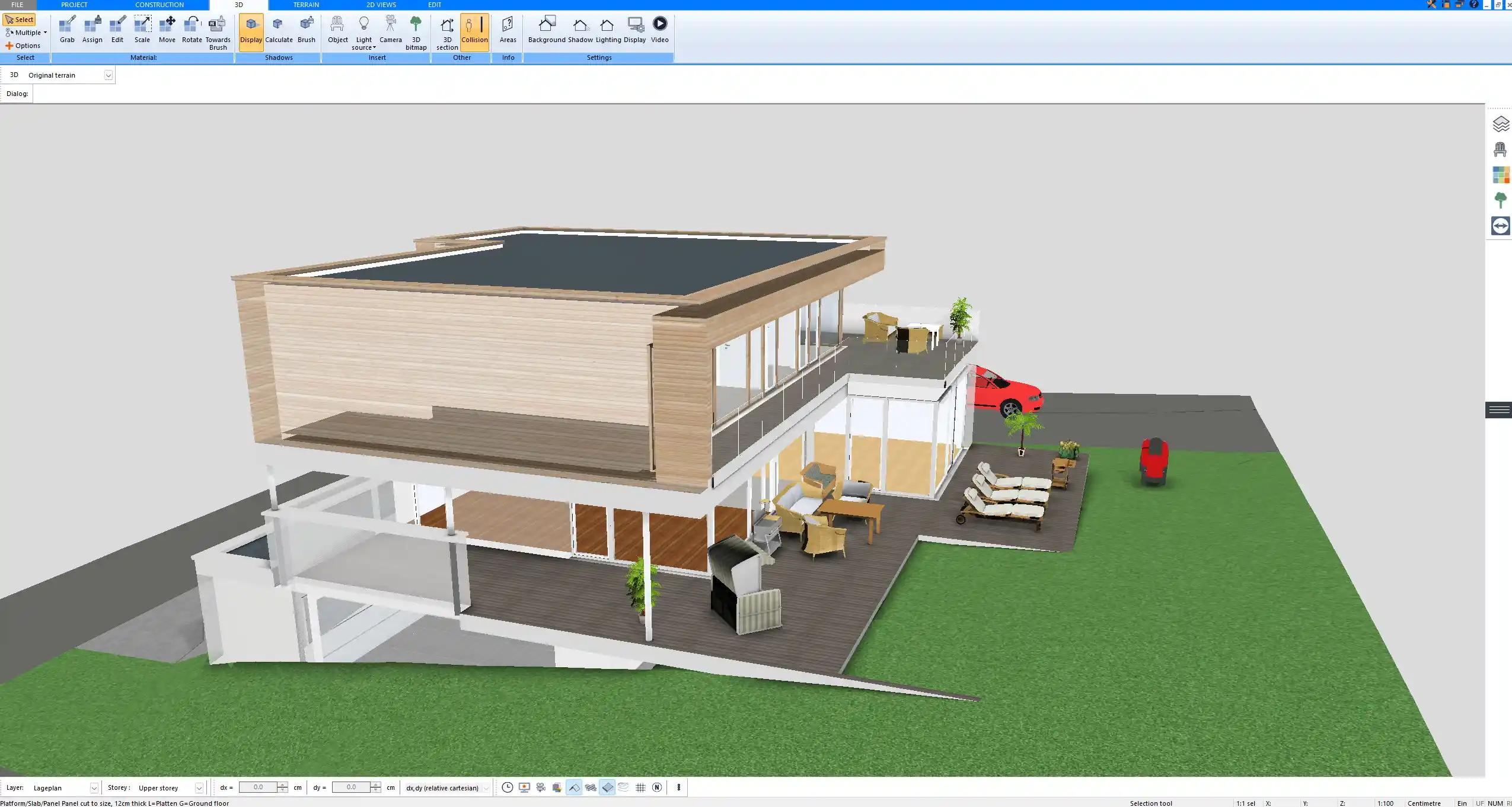 3D floor plan of a shipping container home created in Plan7Architect