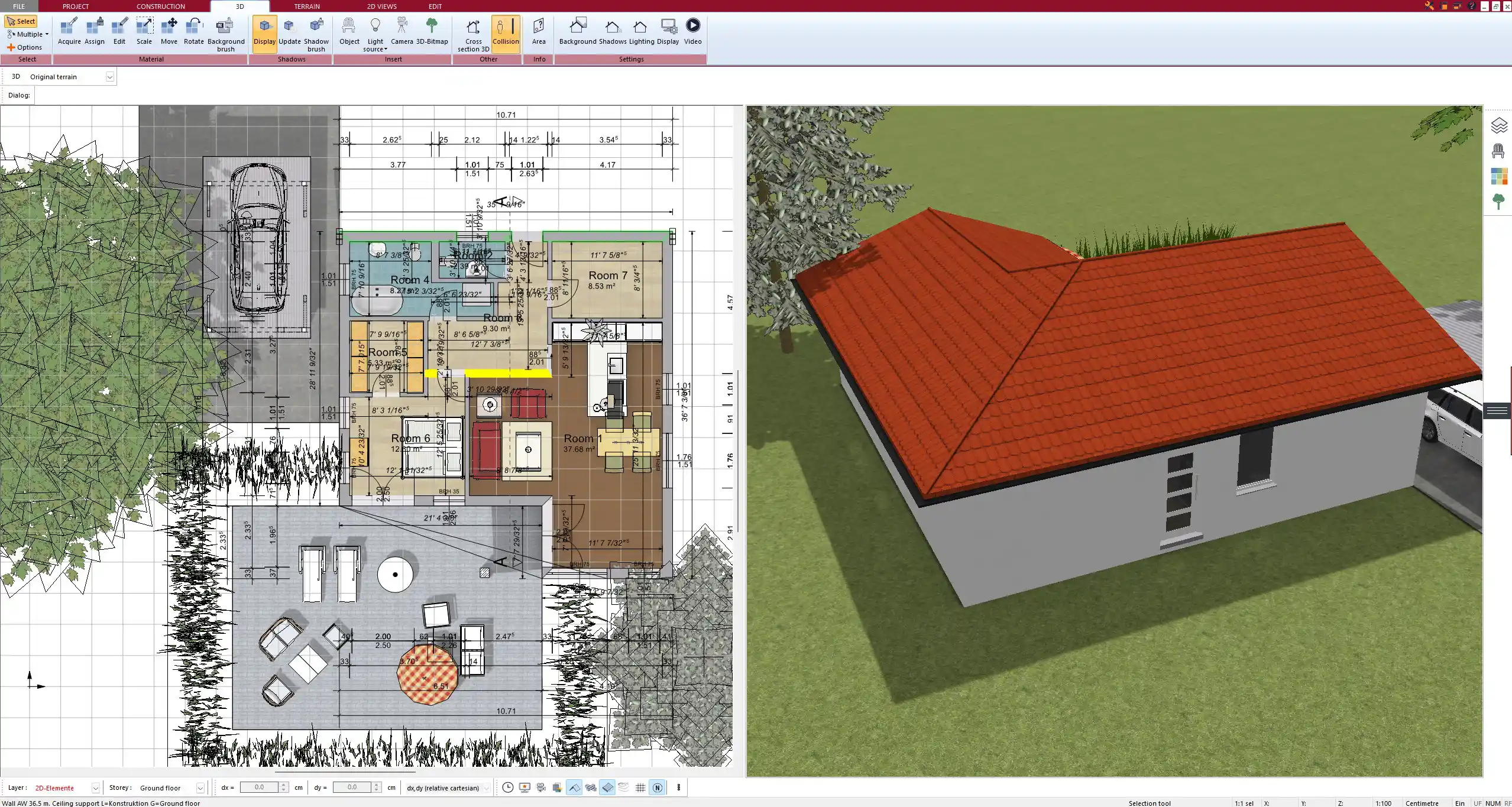 2D floor plan of a single-storey house extension created with Plan7Architect