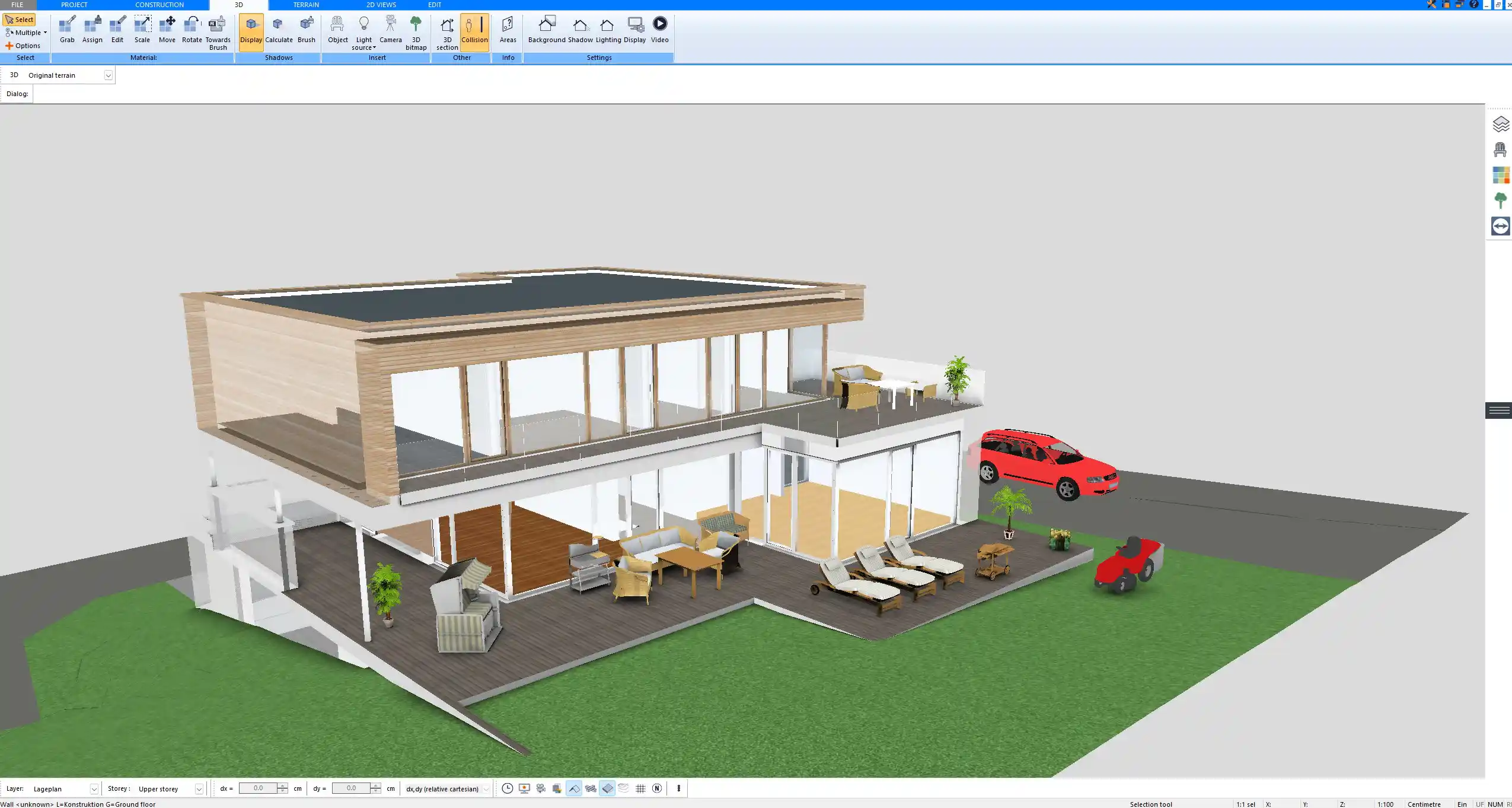 2D site plan of a property with garden layout, created in Plan7Architect software