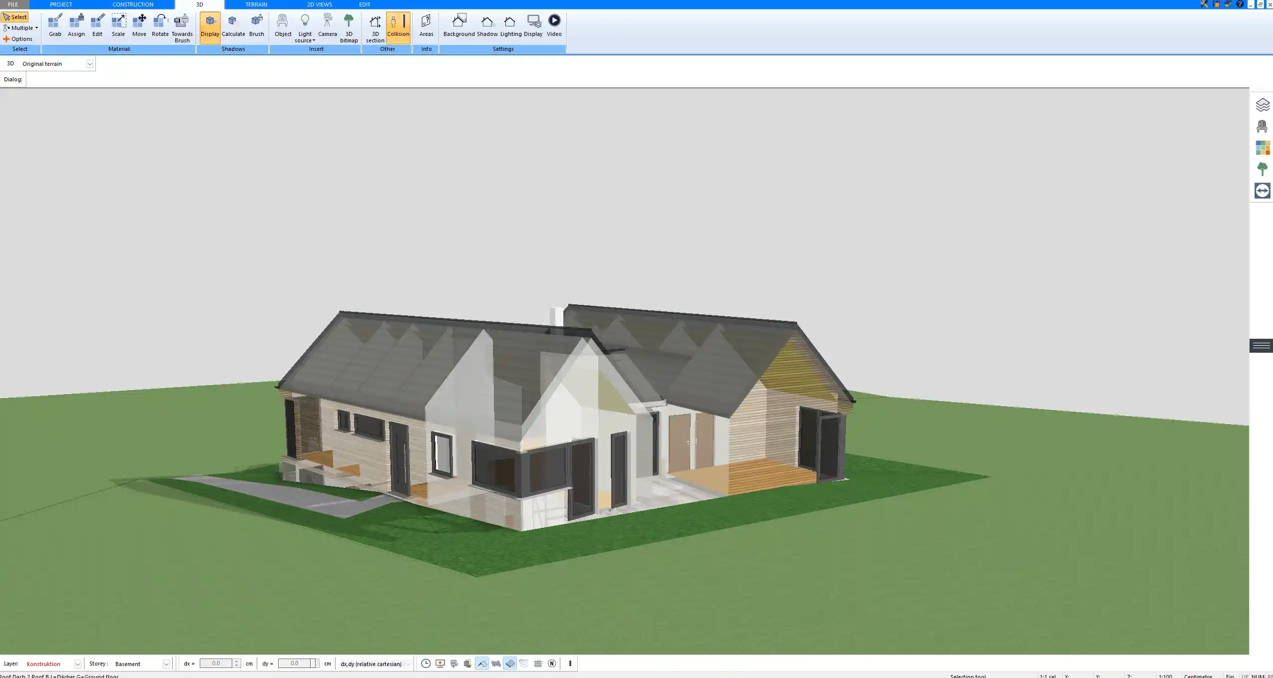3D visualization of a living room extension designed with Plan7Architect