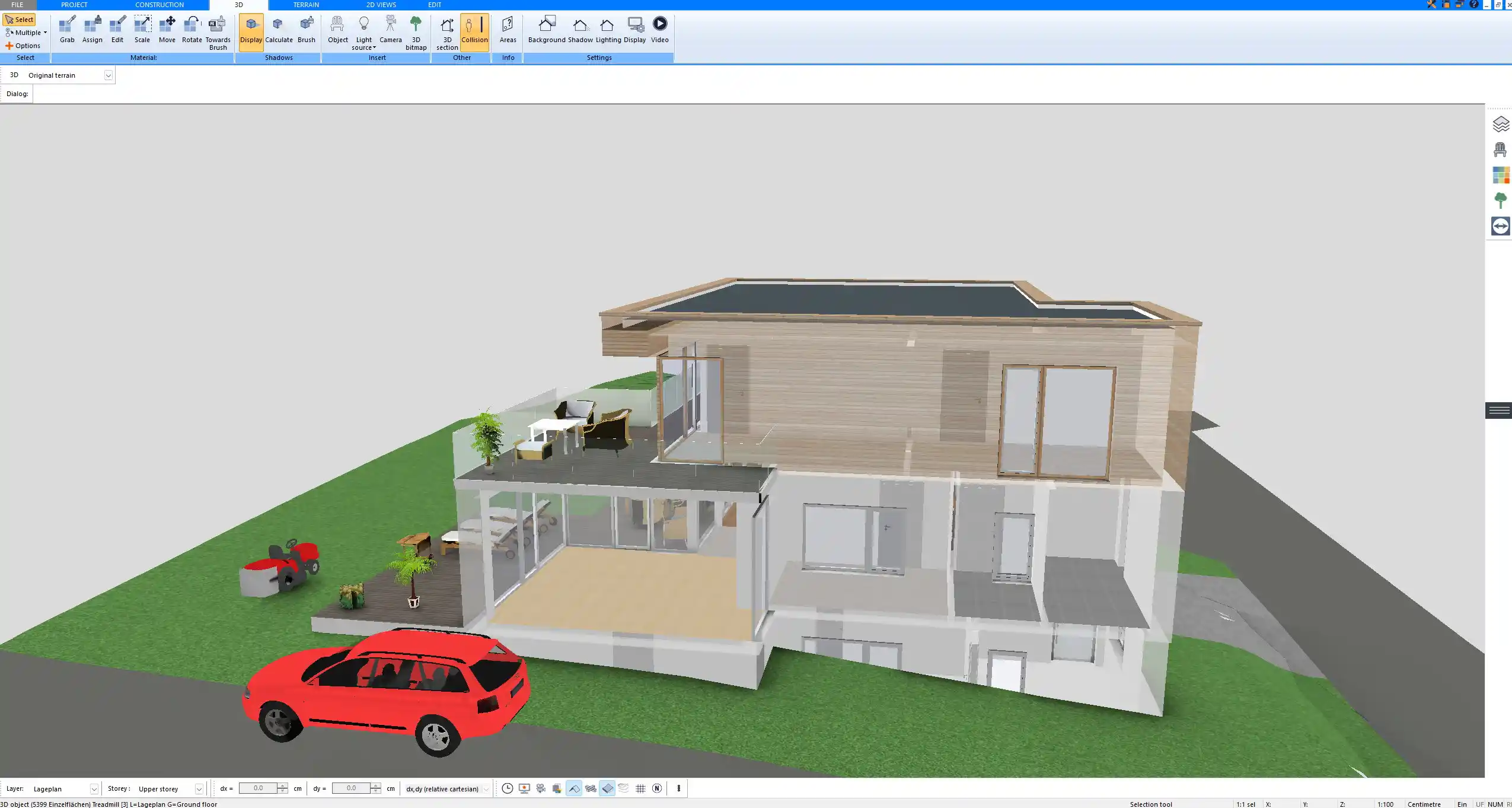 3D visualization of a living room planned in Plan7Architect.