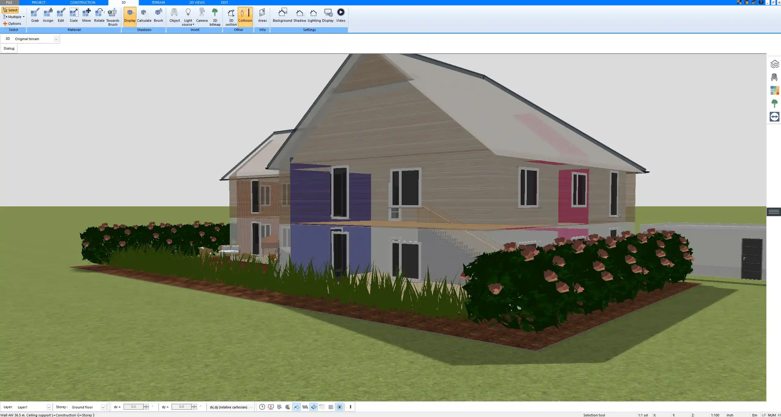 3D visualization of a modern living room designed in Plan7Architect