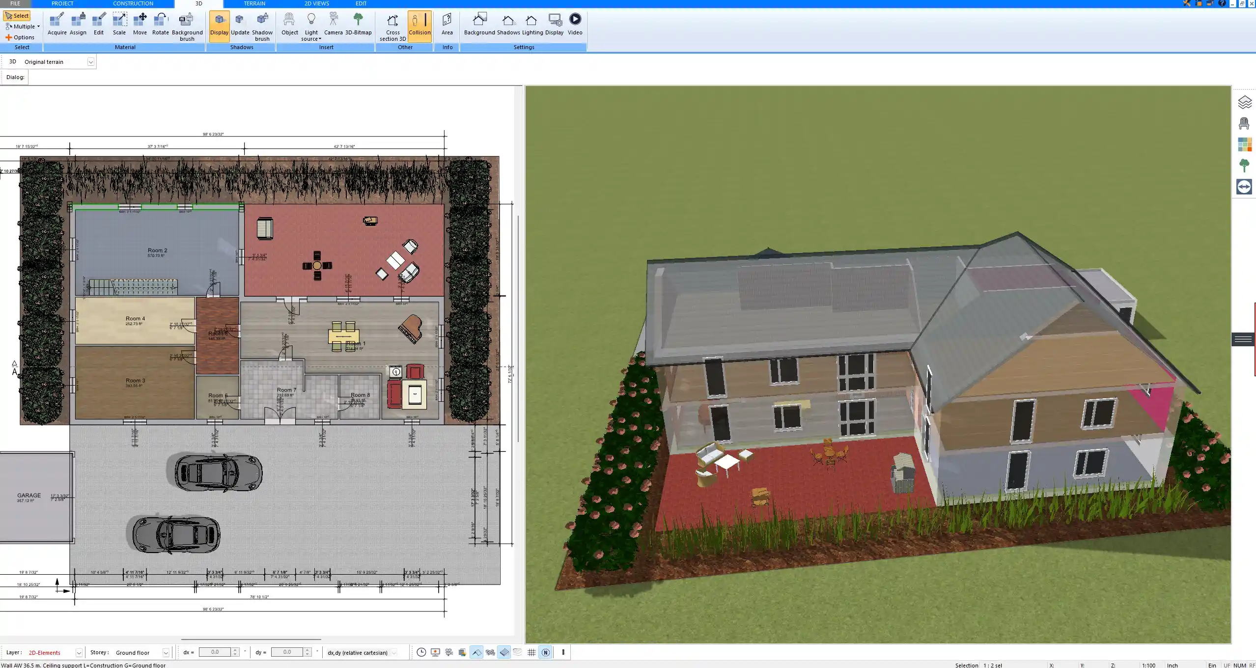 3D visualization of a planned home extension designed in Plan7Architect