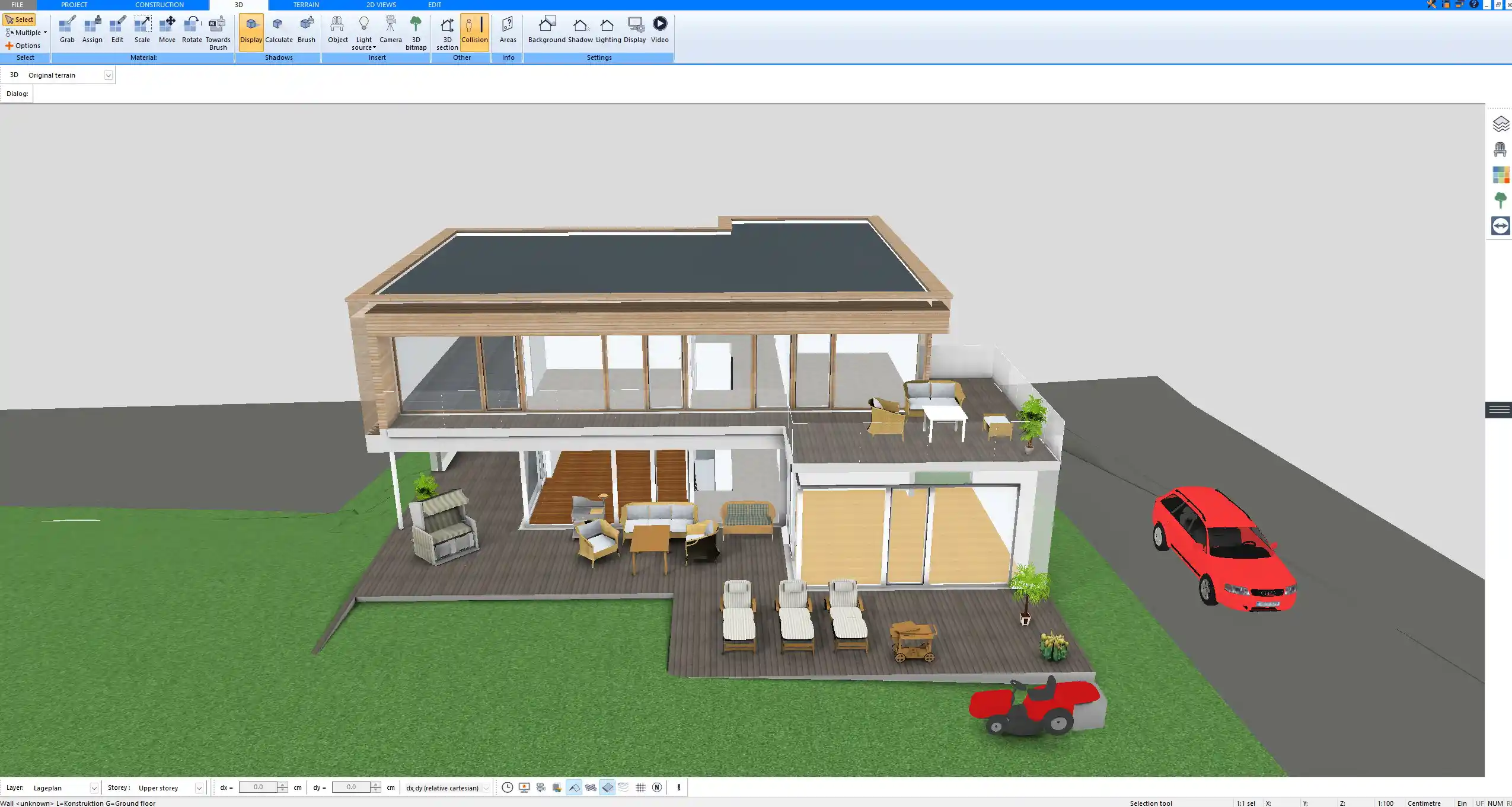 3D visualization of a rear extension designed in Plan7Architect software