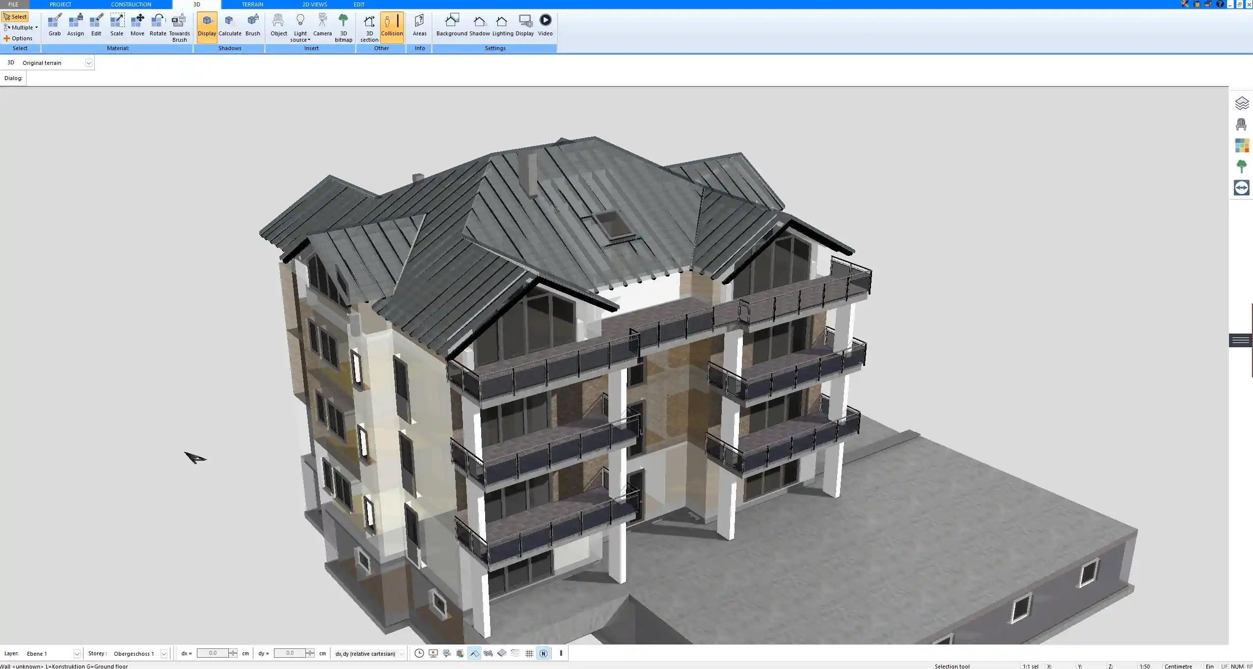 3D visualization of the finished floor plan designed with Plan7Architect