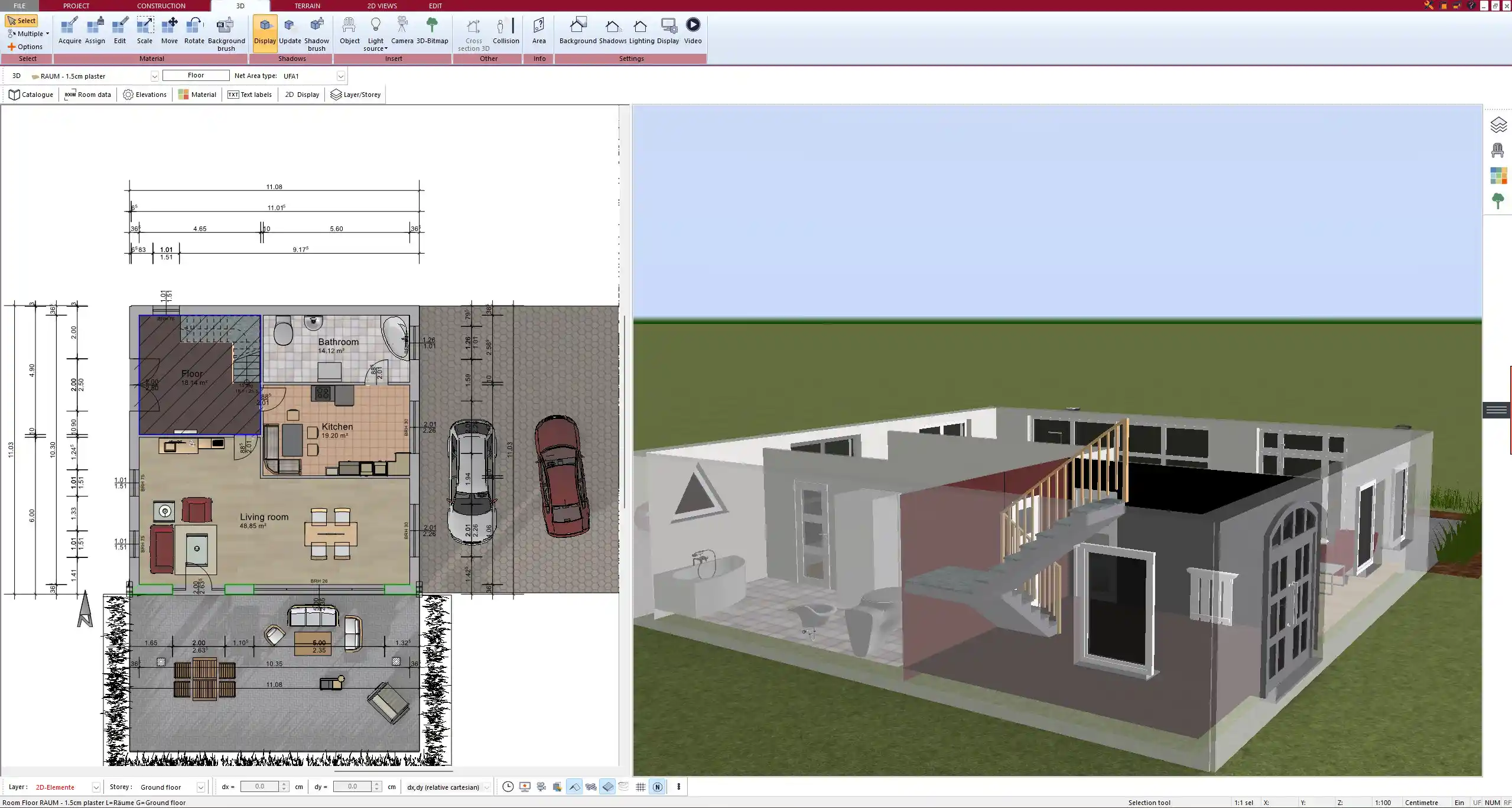 Adding interior walls to the floor plan using Plan7Architect