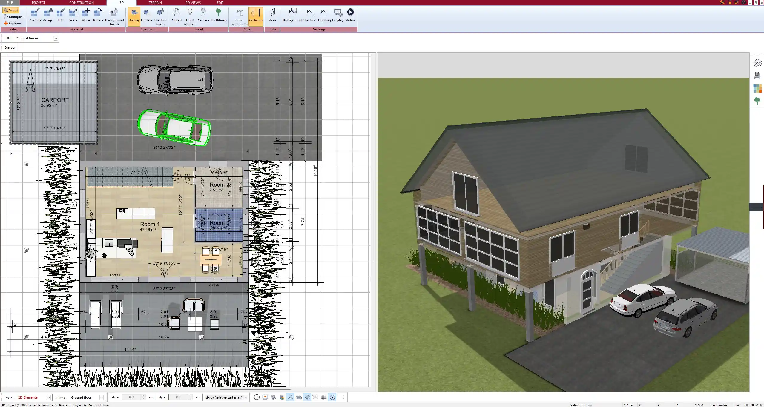 Custom interior design for an extended living area planned in Plan7Architect