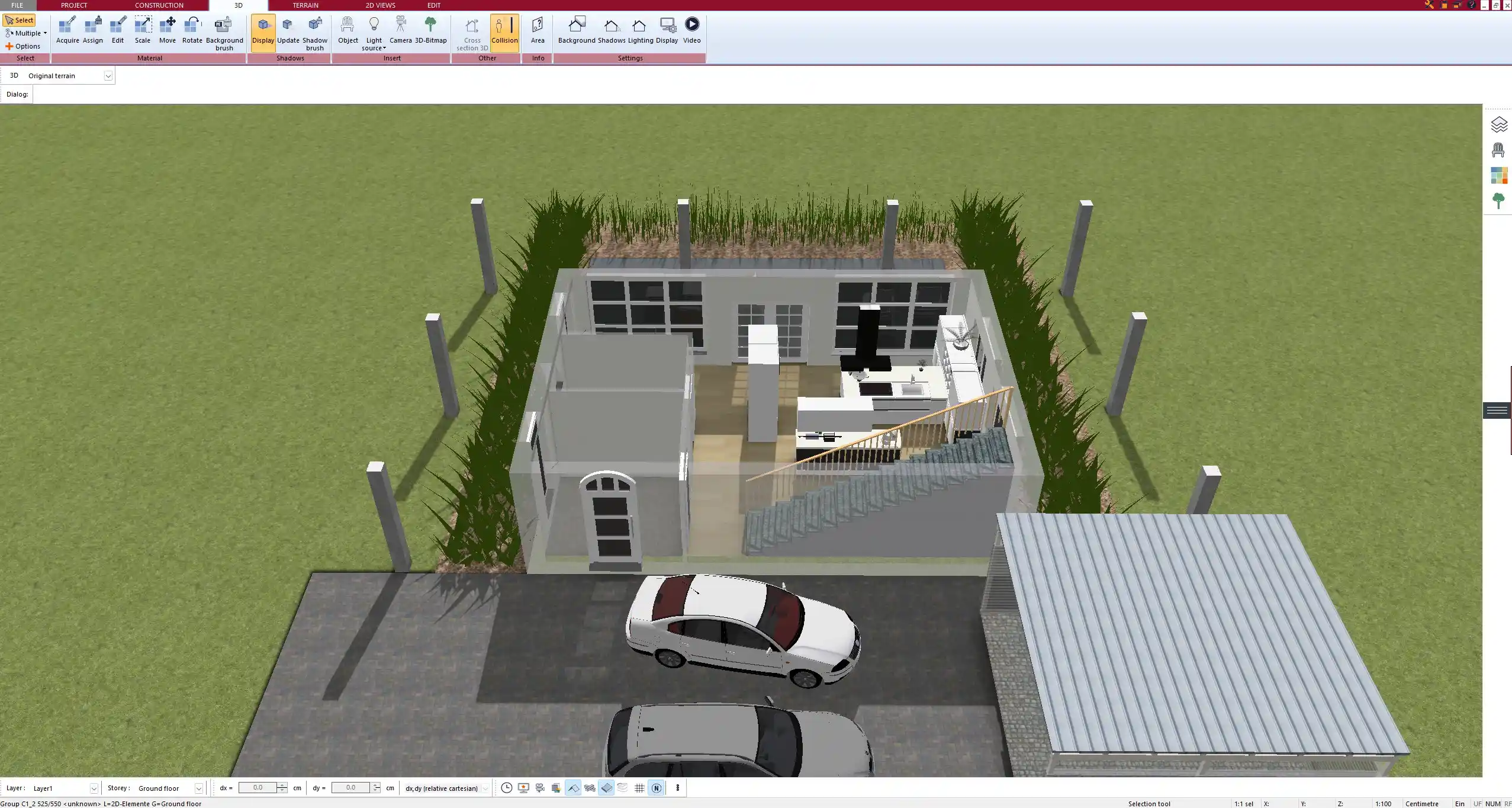 Detailed kitchen design created in Plan7Architect using imported 3D objects