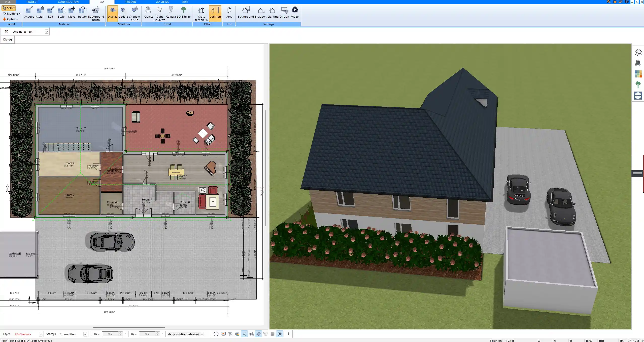 Detailed layout showing property boundaries planned with Plan7Architect