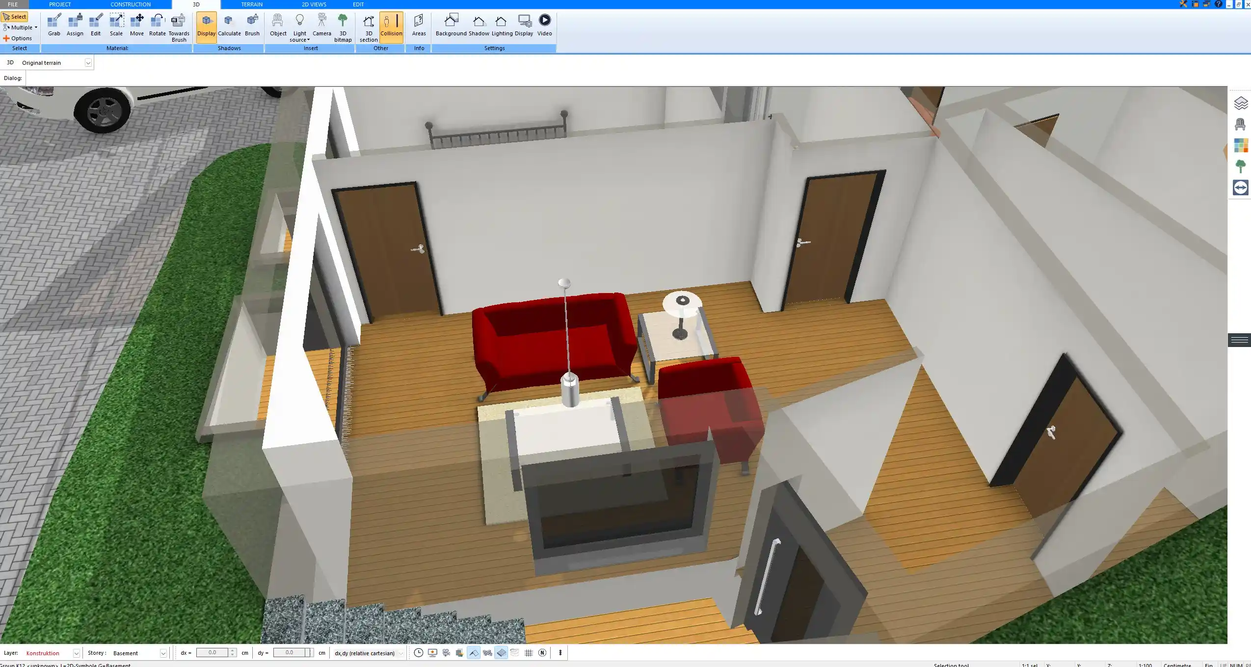 Different living room styles visualized in 3D using Plan7Architect