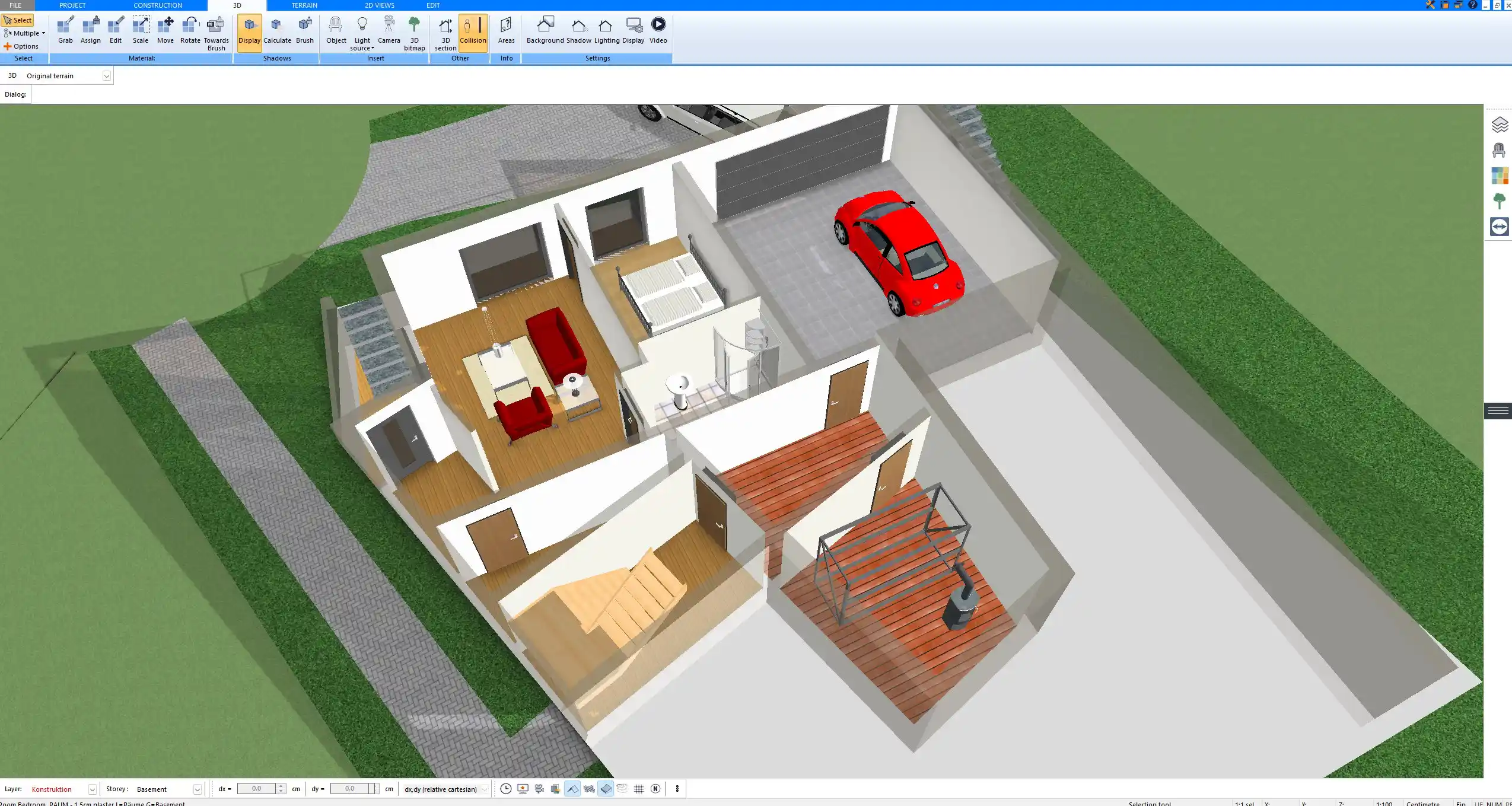 Exterior 3D render of a house project built in Plan7Architect.